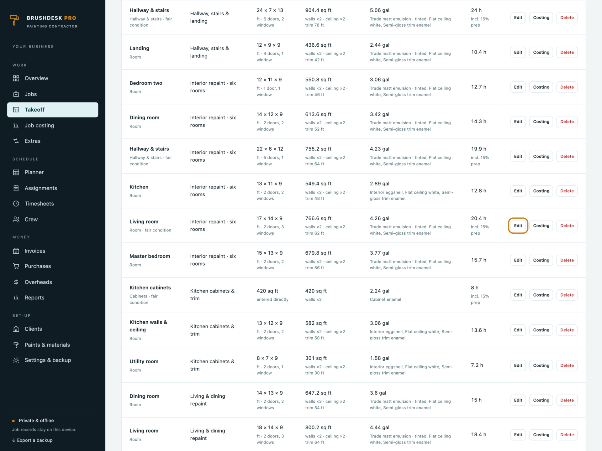 BrushDesk Pro - a screen from the app