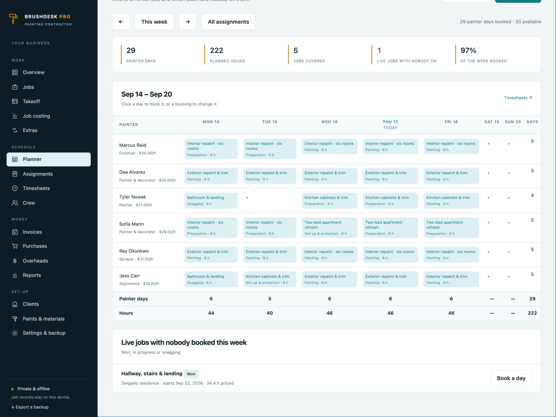 BrushDesk Pro - a screen from the app