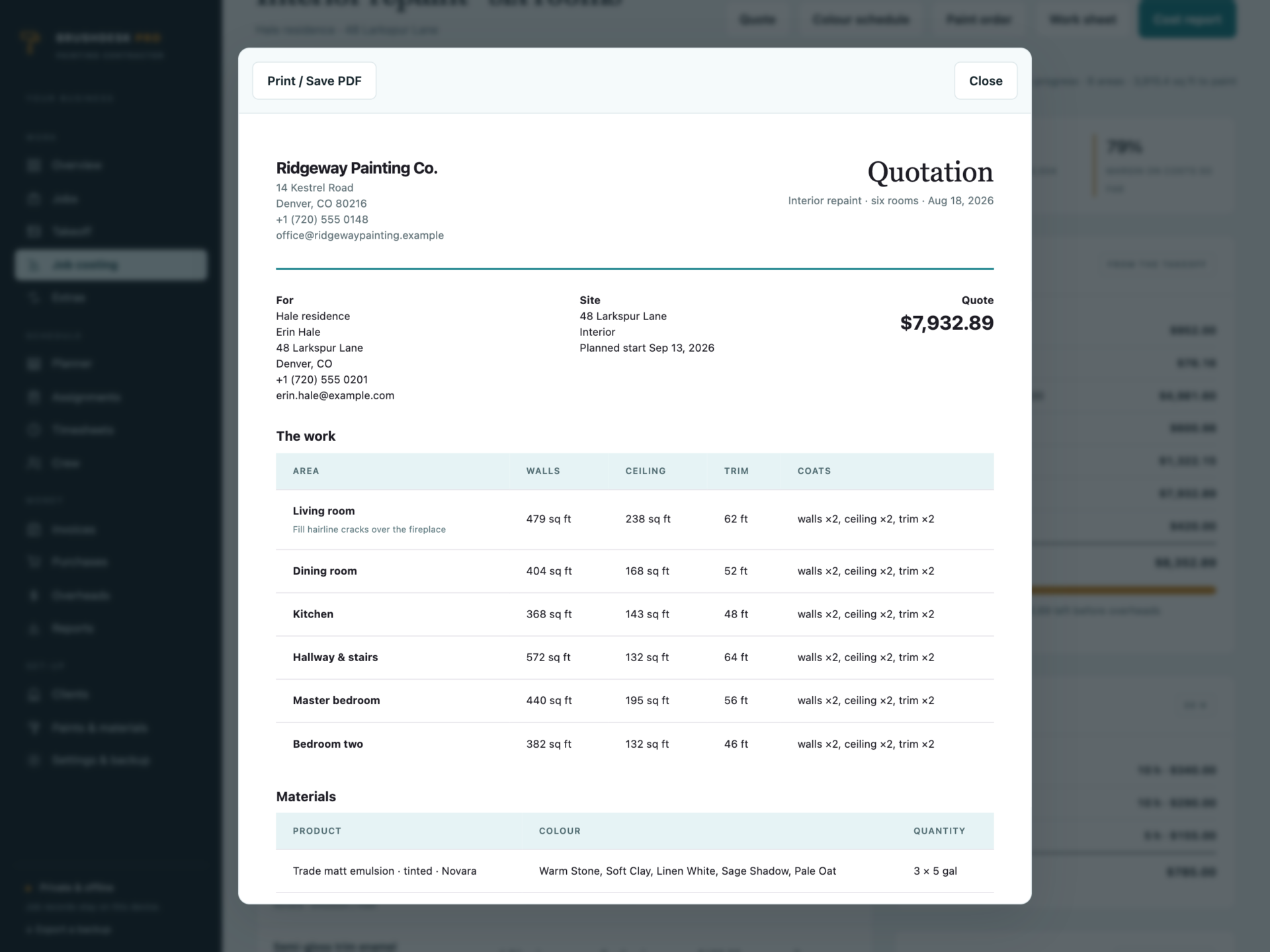 BrushDesk Pro - a screen from the app