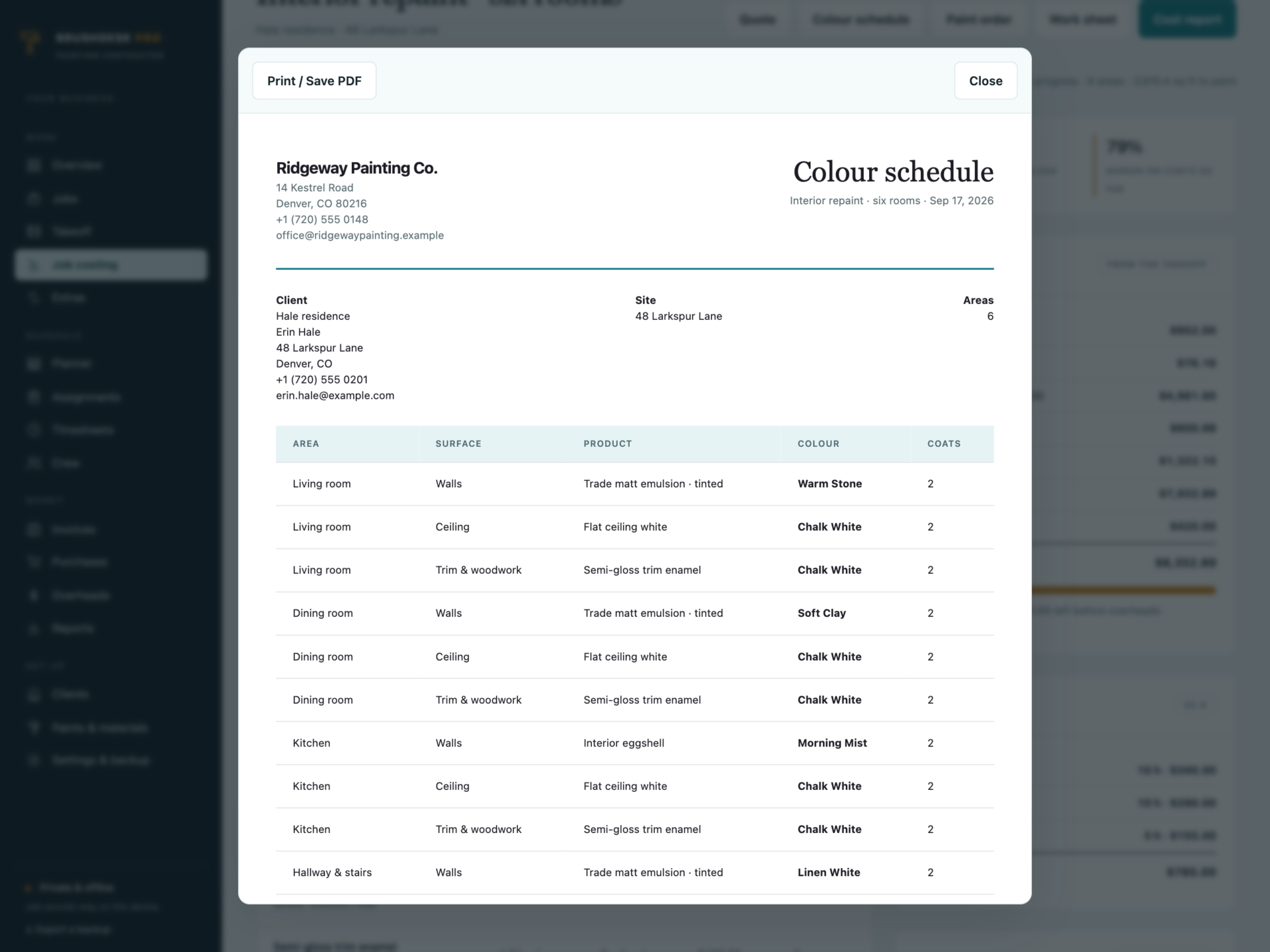 BrushDesk Pro - a screen from the app