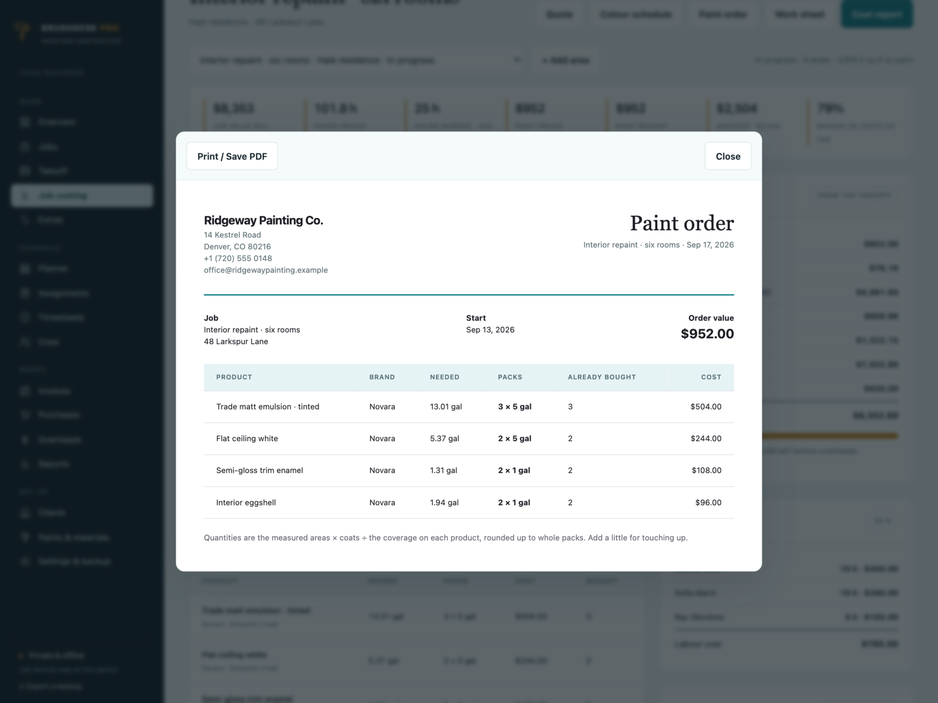 BrushDesk Pro - a screen from the app