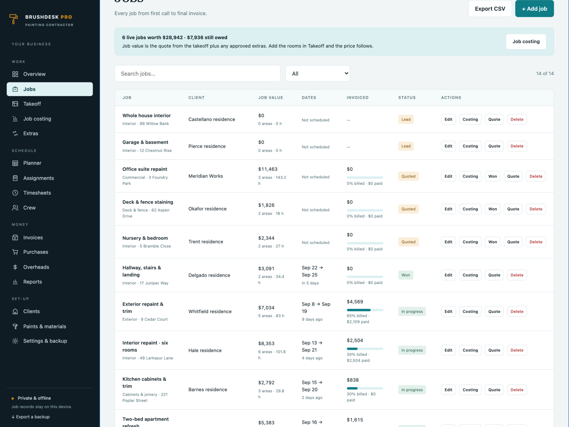 BrushDesk Pro - a screen from the app