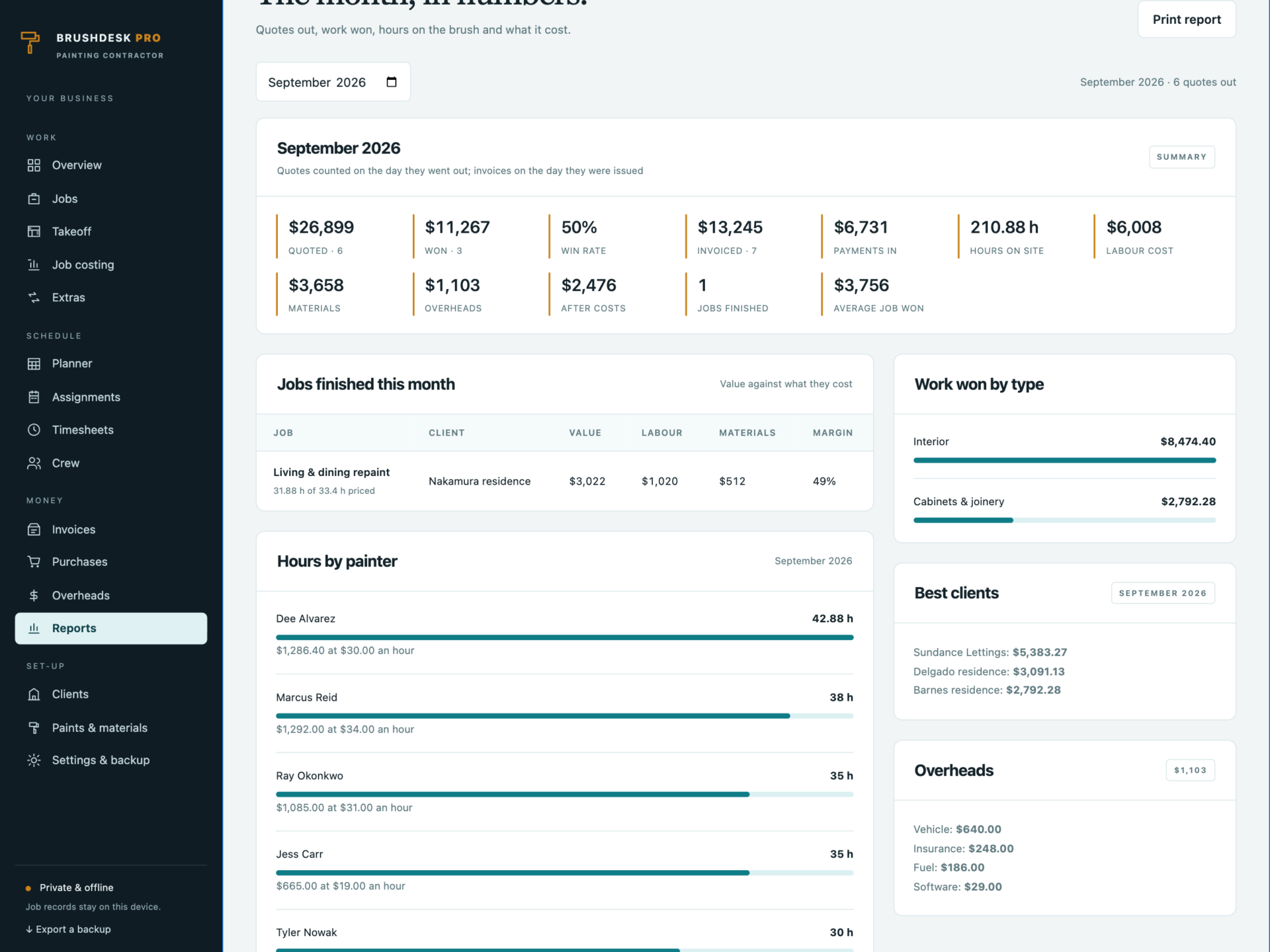 BrushDesk Pro - a screen from the app