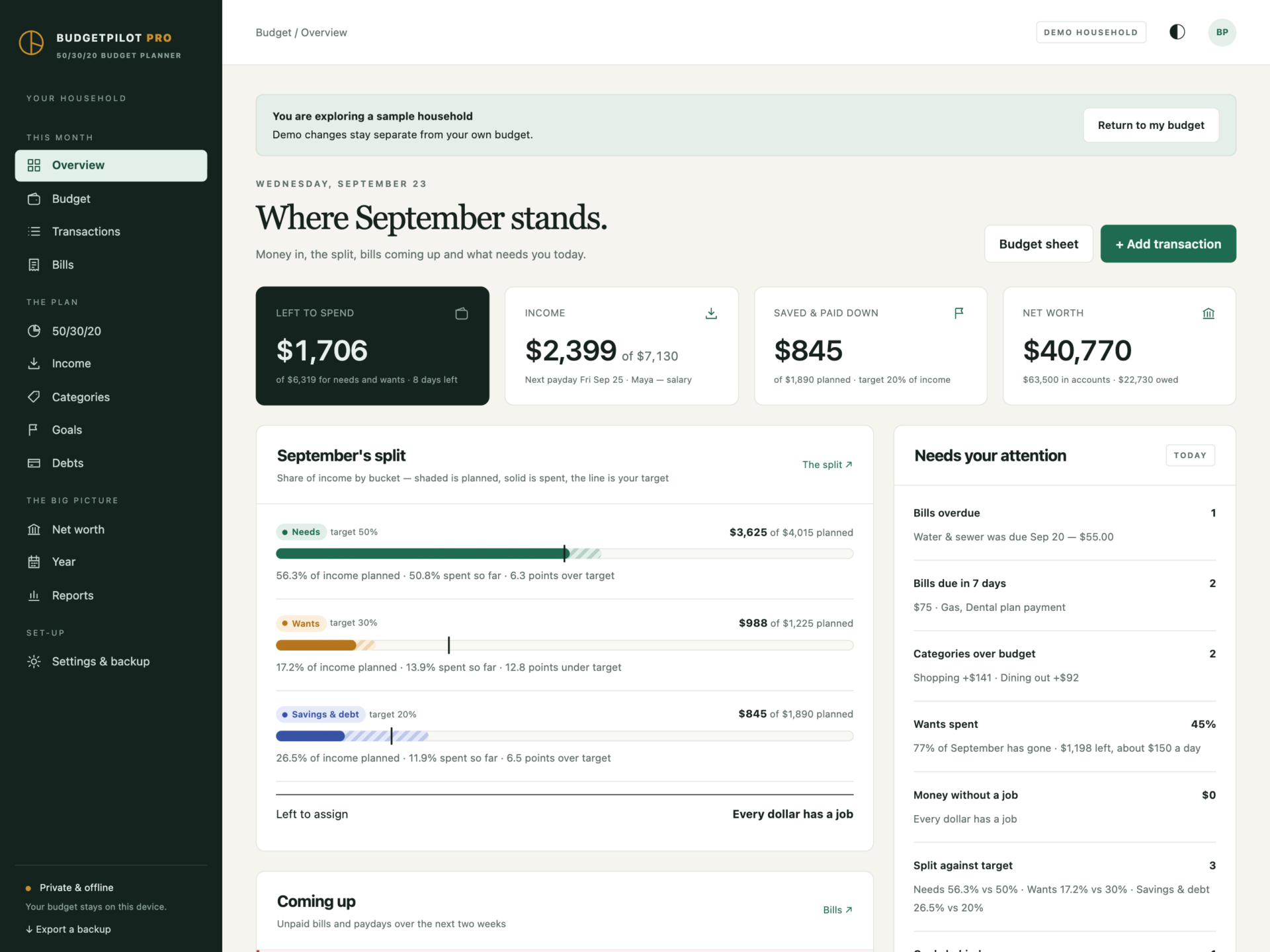 BudgetPilot Pro - a screen from the app