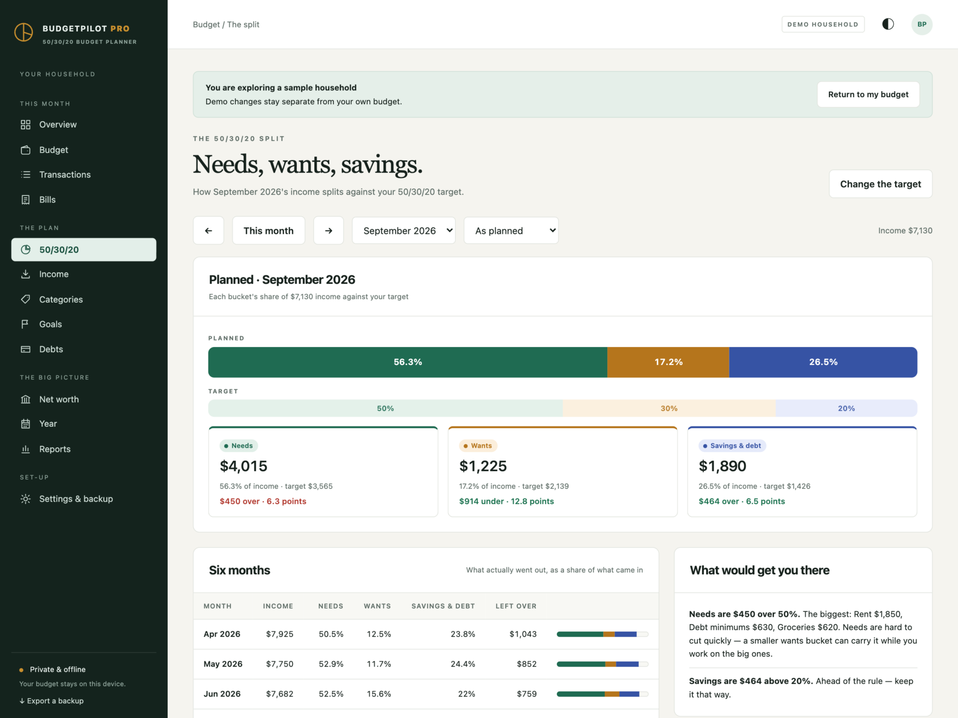 BudgetPilot Pro - a screen from the app