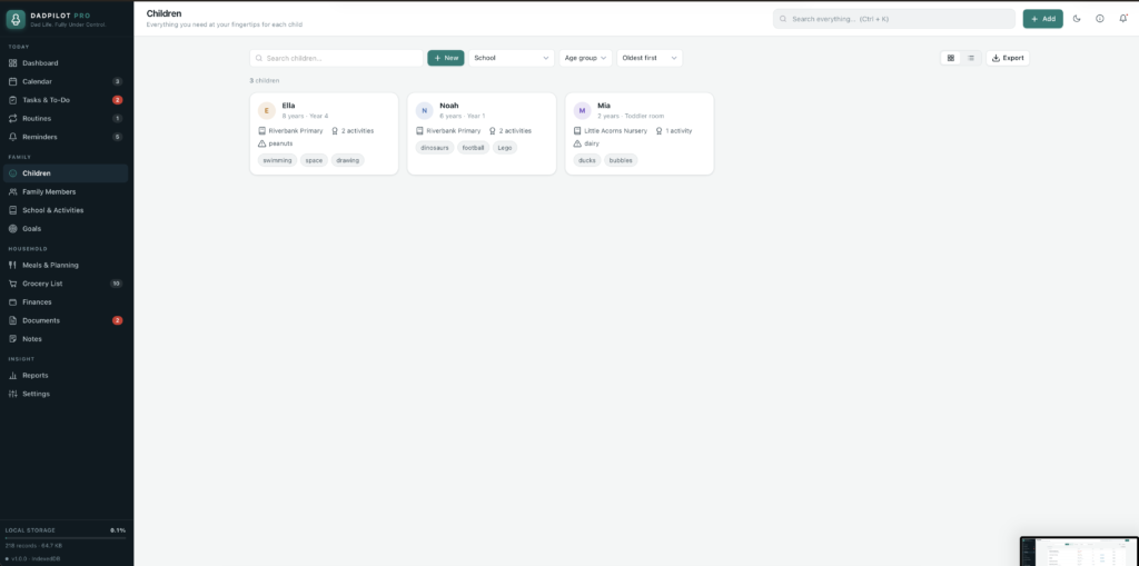 DadPilot Pro — a screen from the app