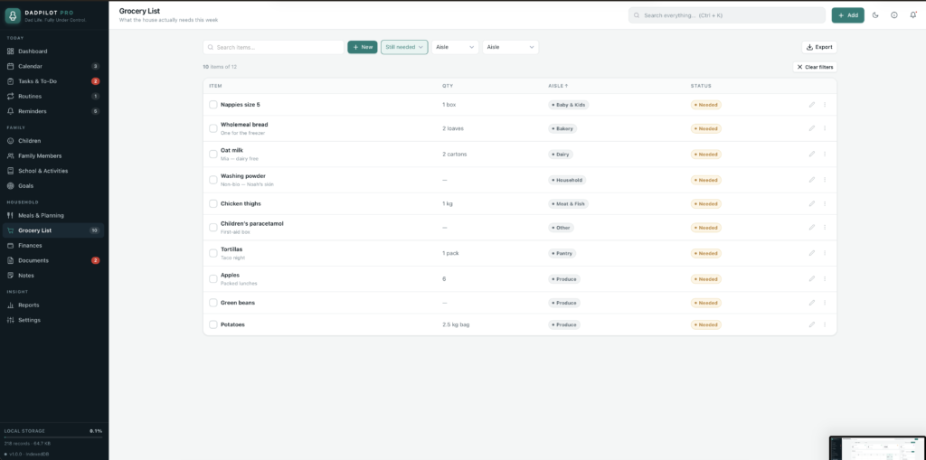 DadPilot Pro — a screen from the app