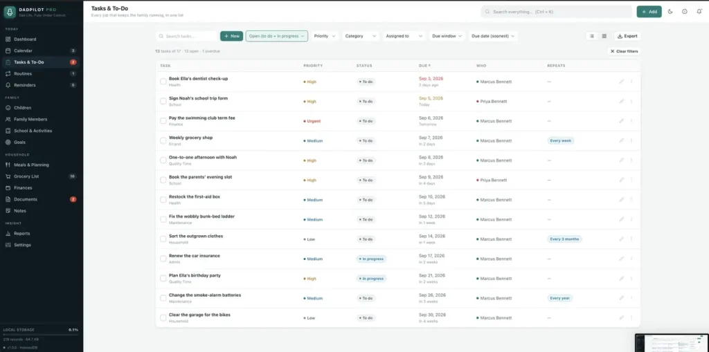 DadPilot Pro — a screen from the app