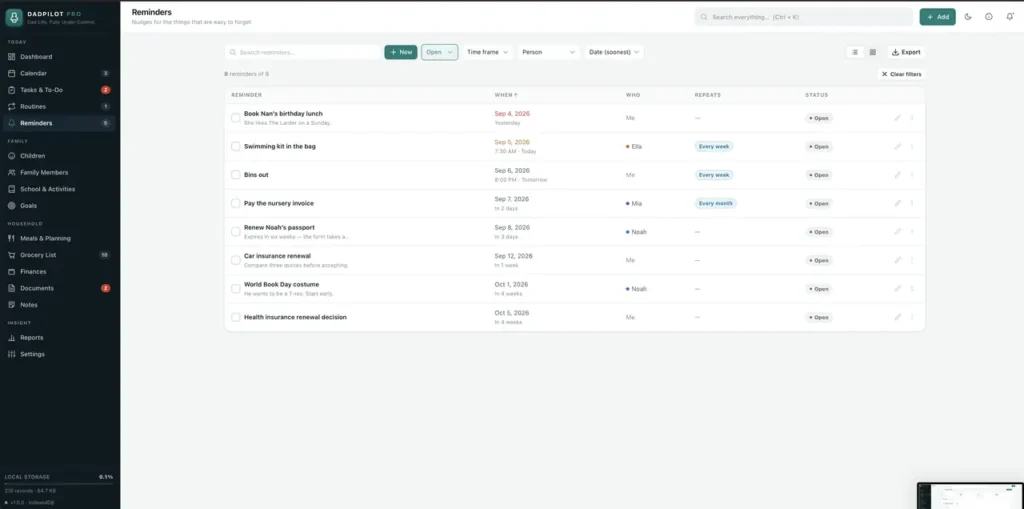 DadPilot Pro — a screen from the app
