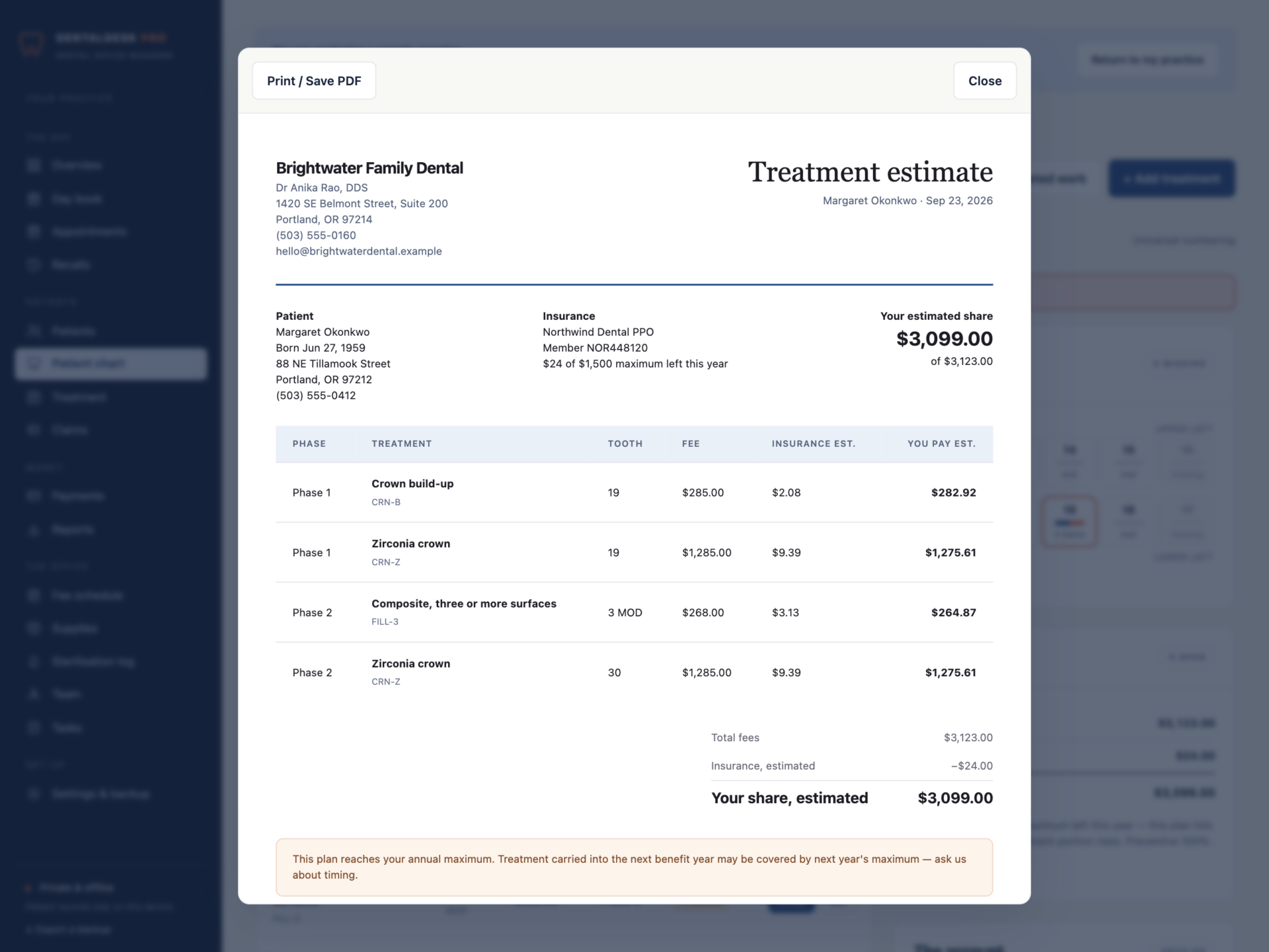 DentalDesk Pro - a screen from the app