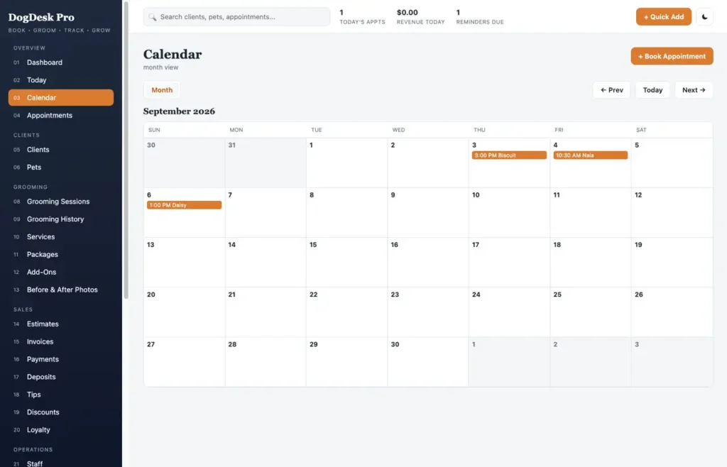 DogDesk Pro — a screen from the app