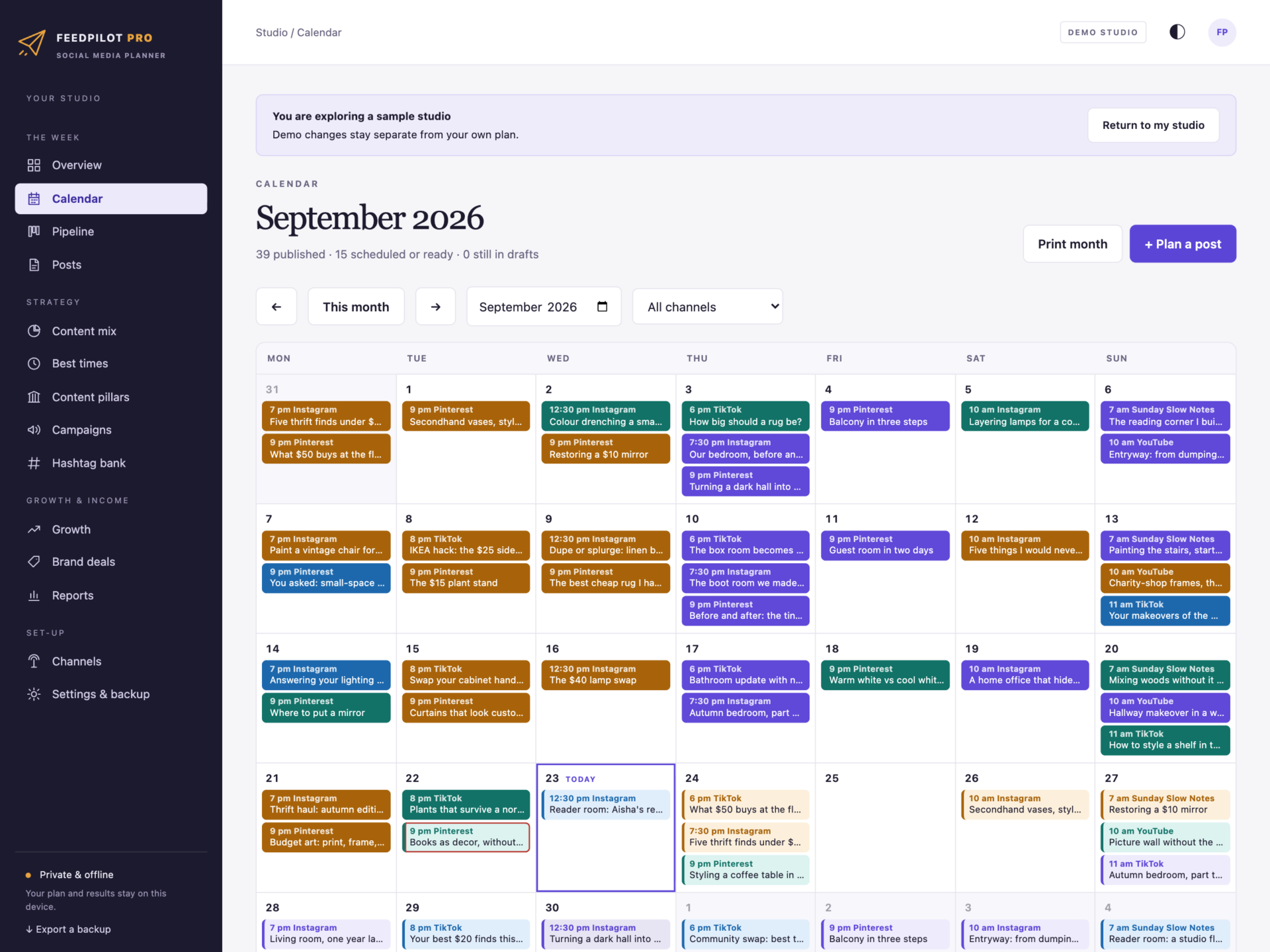 FeedPilot Pro - a screen from the app