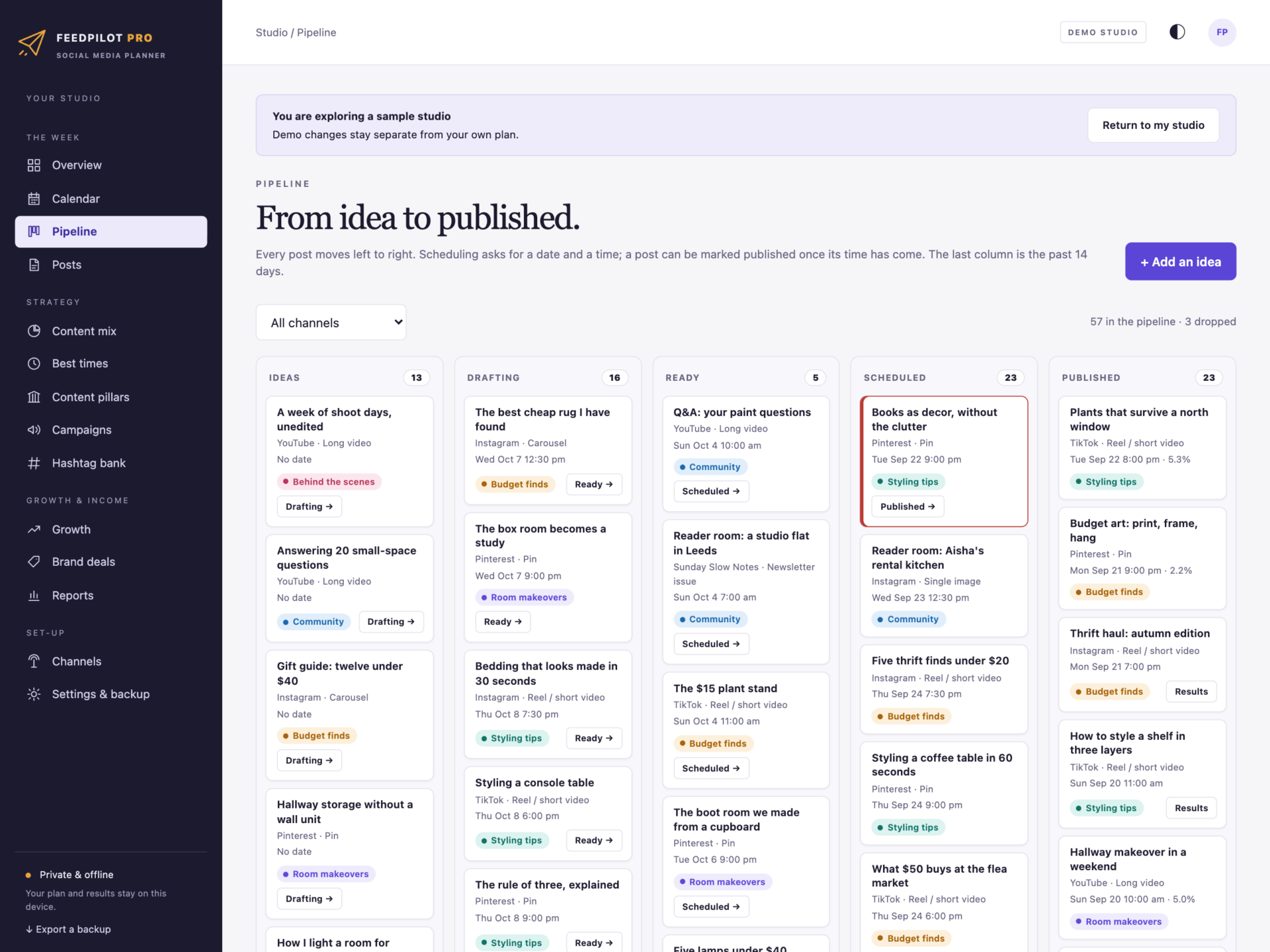 FeedPilot Pro - a screen from the app