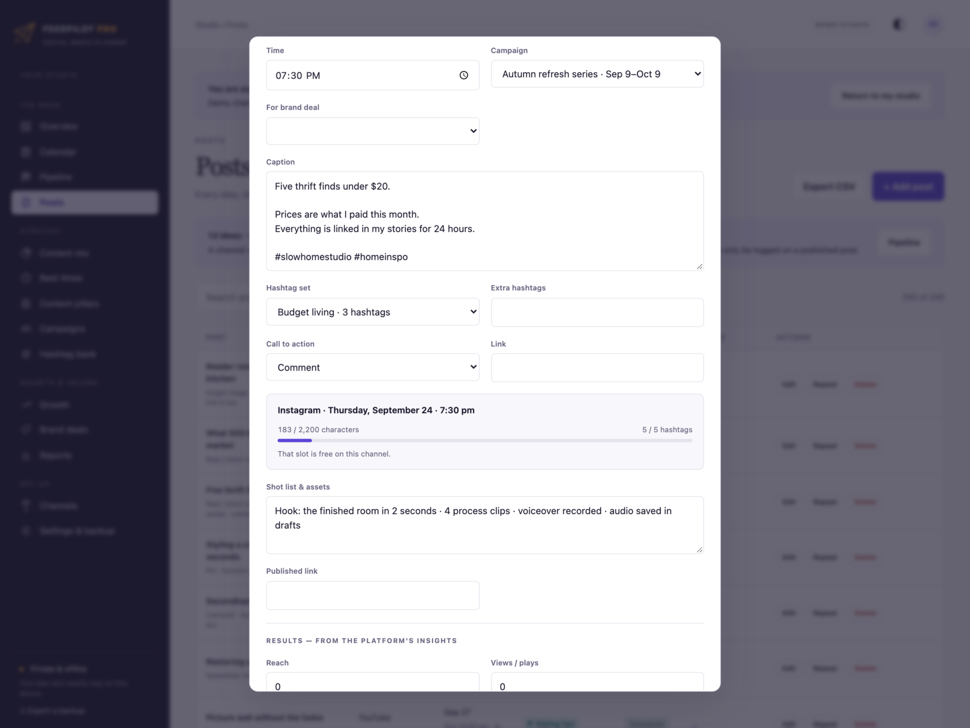 FeedPilot Pro - a screen from the app