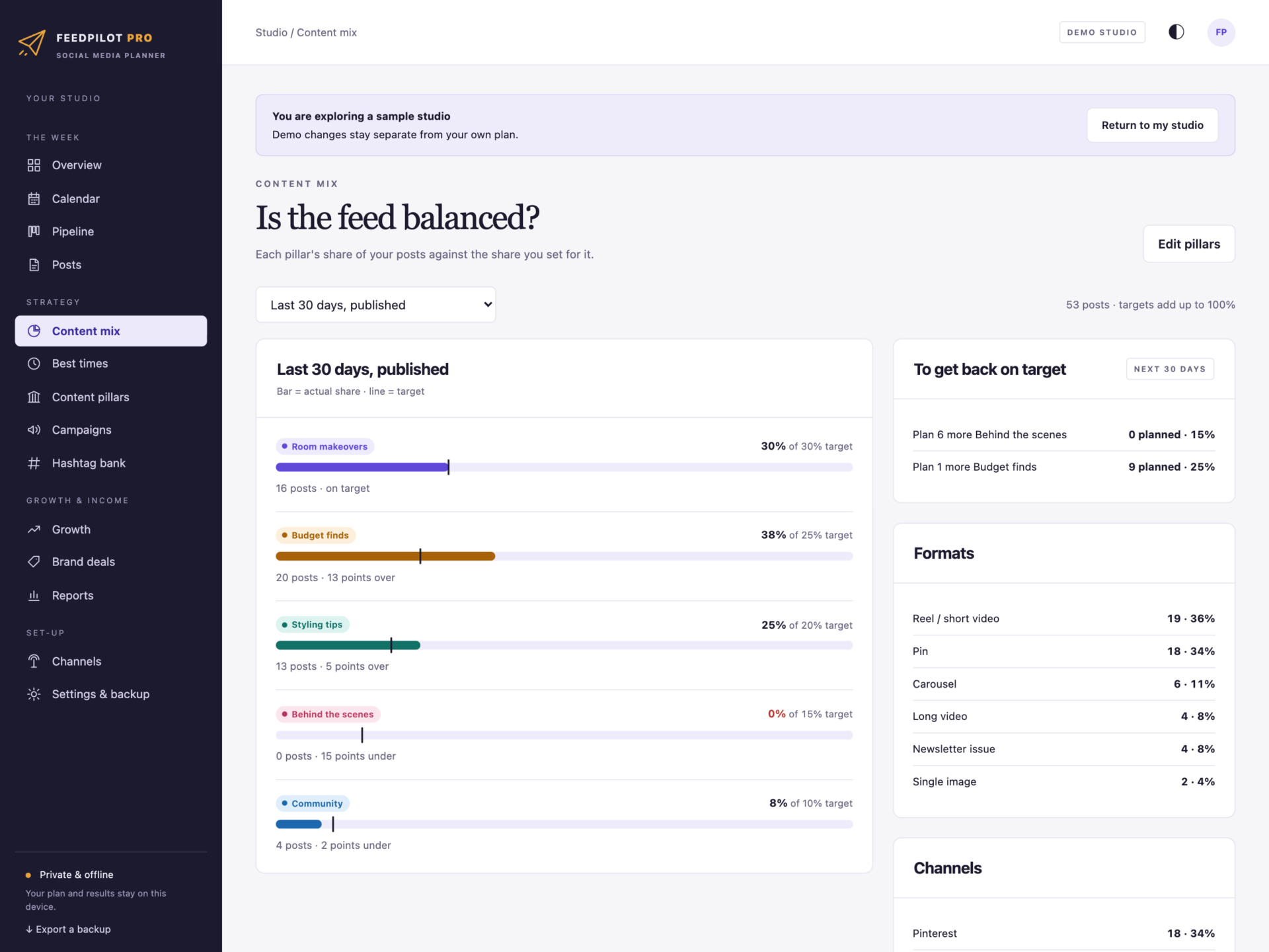 FeedPilot Pro - a screen from the app