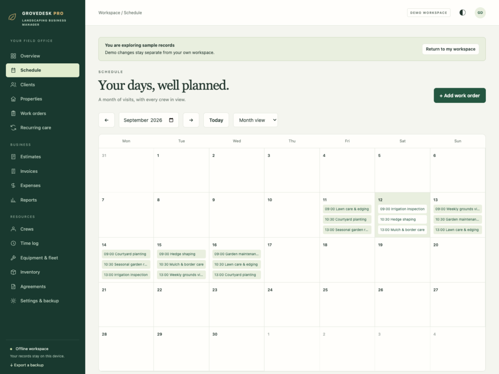GroveDesk Pro - a screen from the app