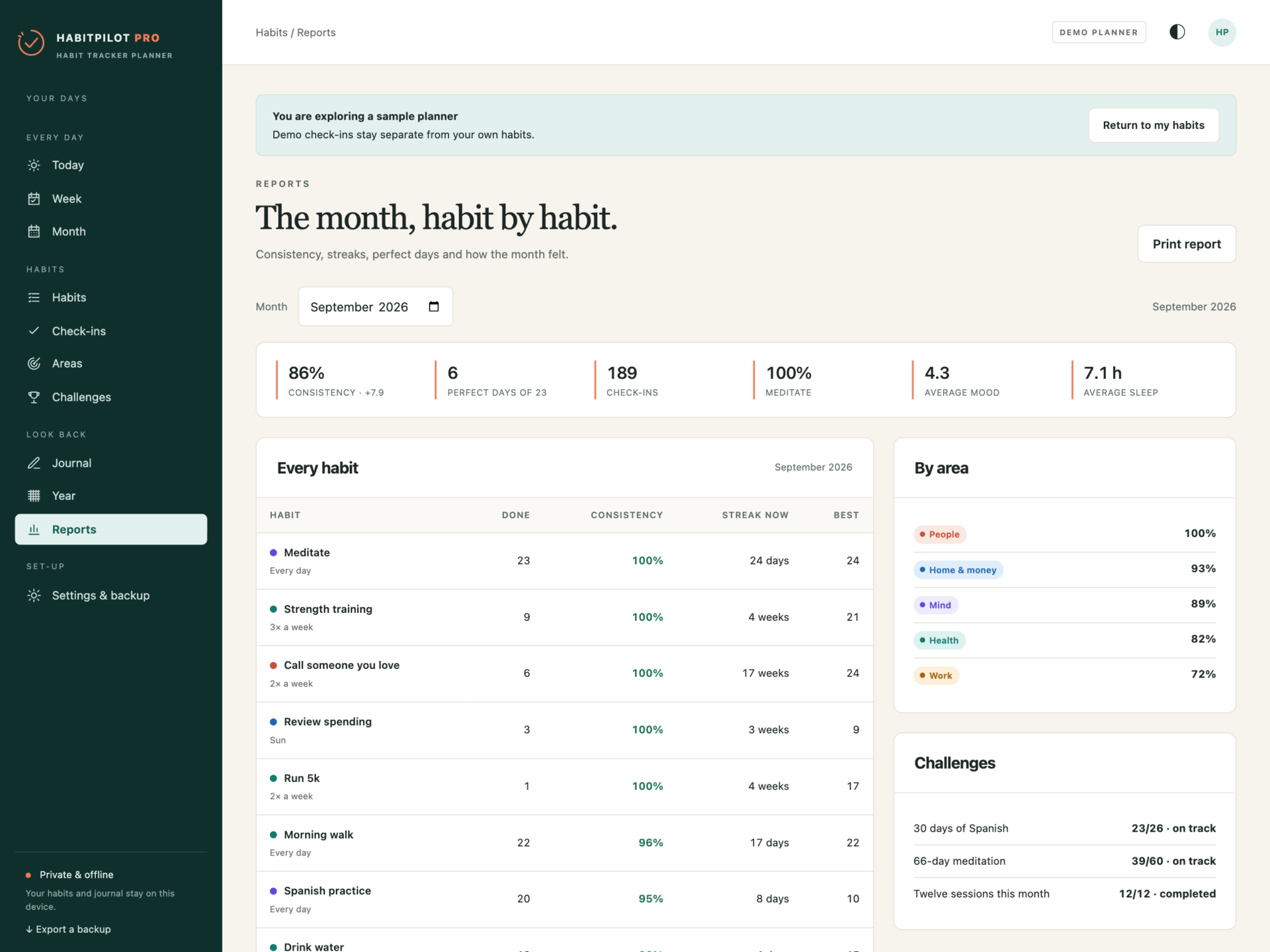 HabitPilot Pro - a screen from the app