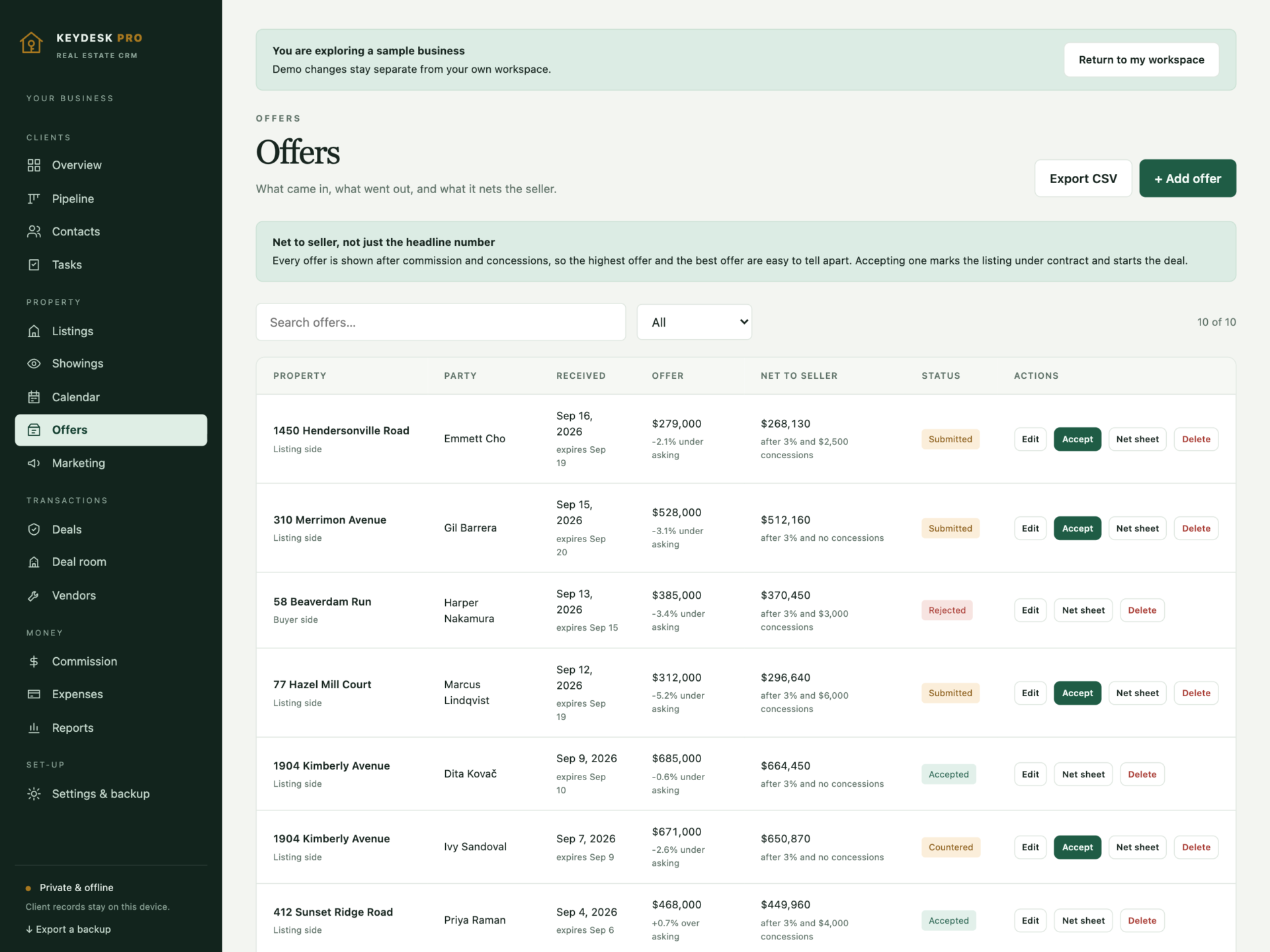KeyDesk Pro - a screen from the app
