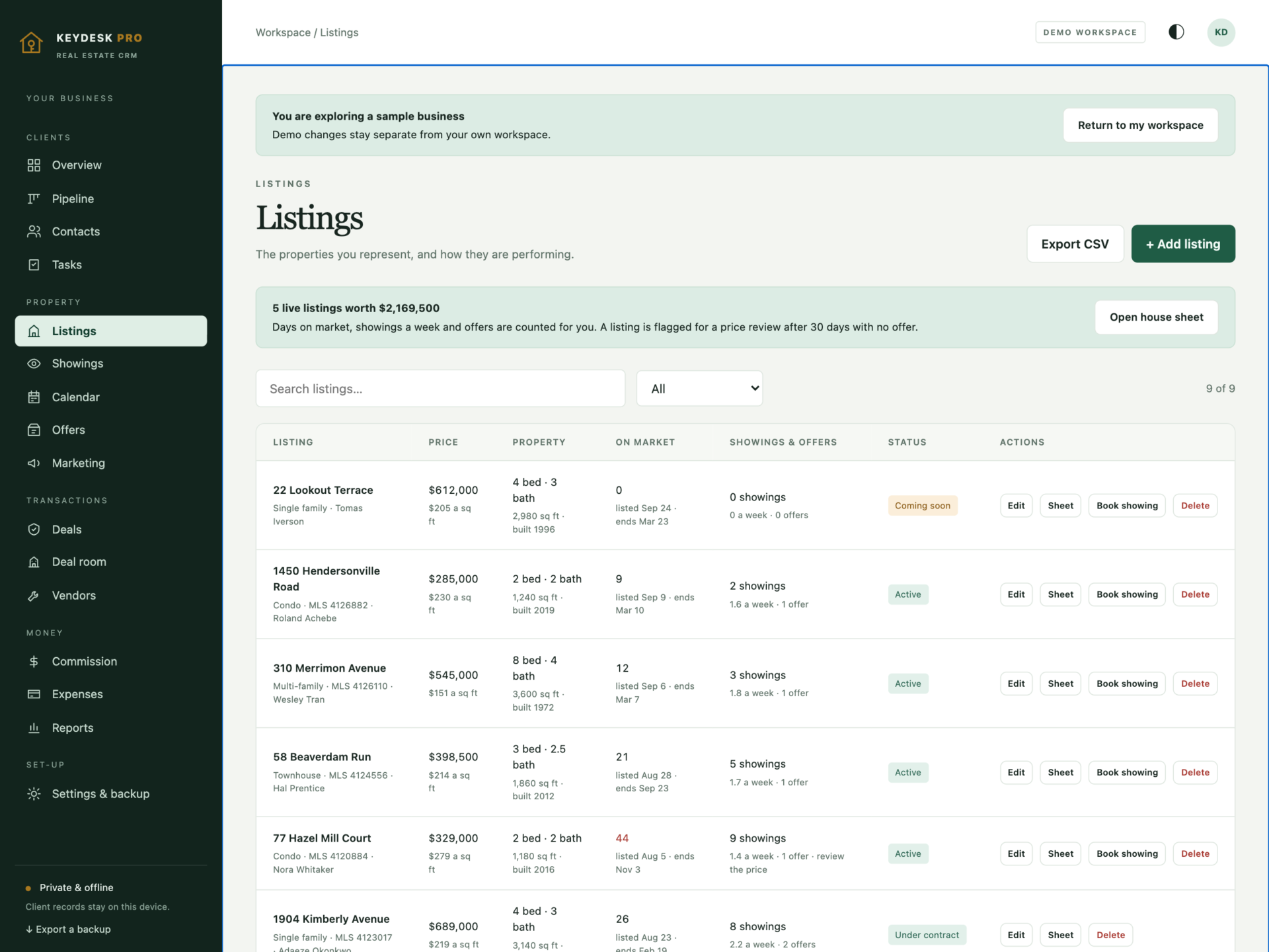 KeyDesk Pro - a screen from the app