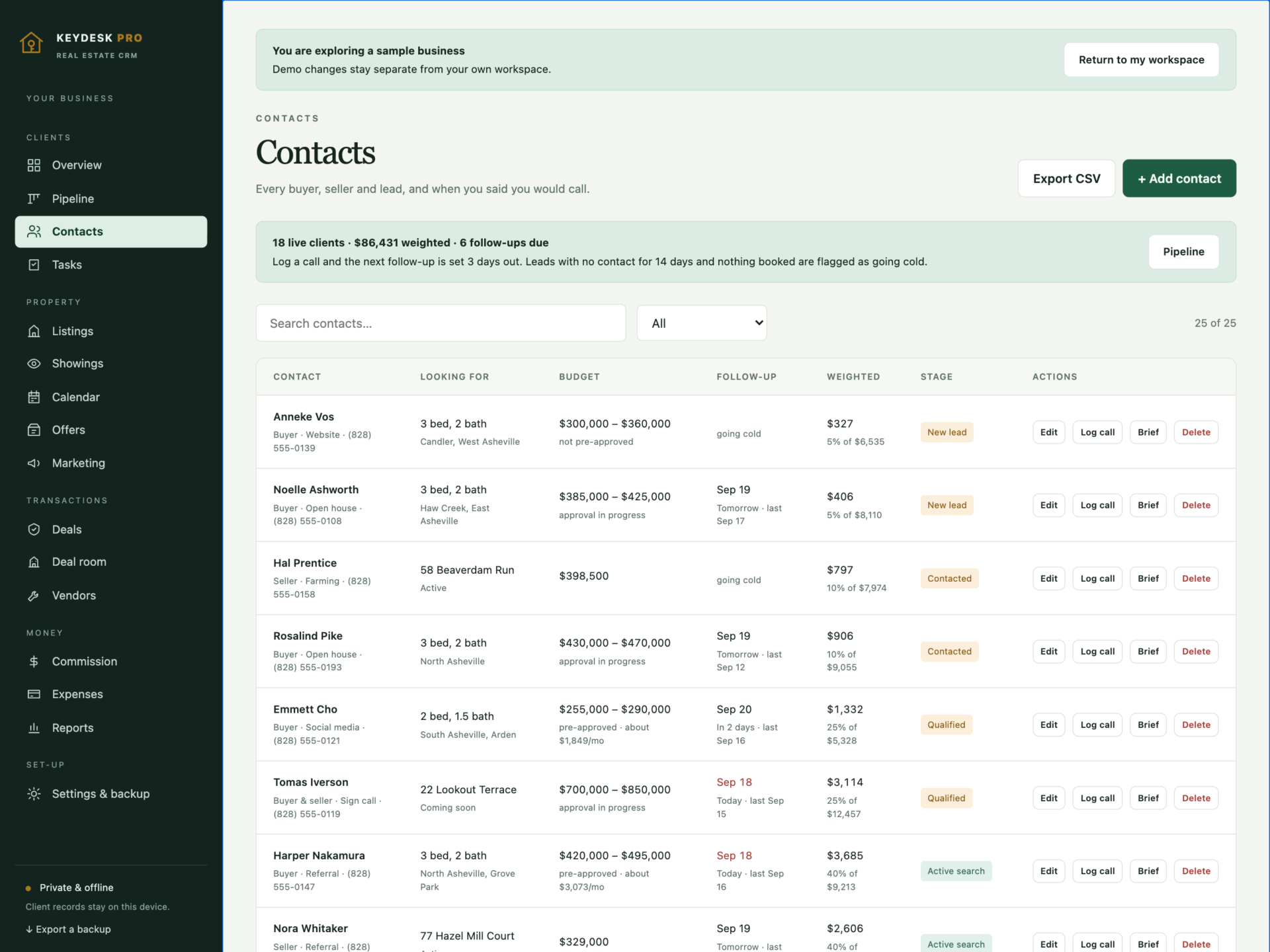 KeyDesk Pro - a screen from the app