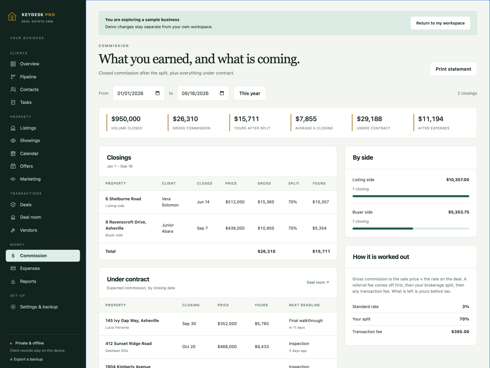KeyDesk Pro - a screen from the app