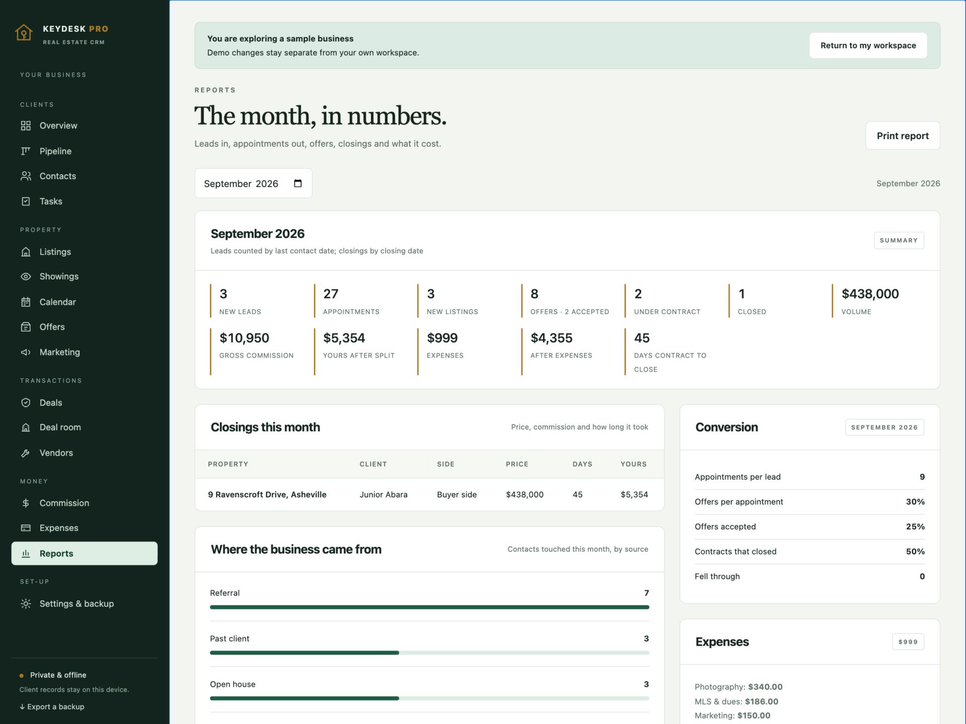 KeyDesk Pro - a screen from the app