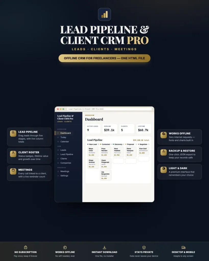 Lead Pipeline & Client CRM Pro — an overview of what the app does