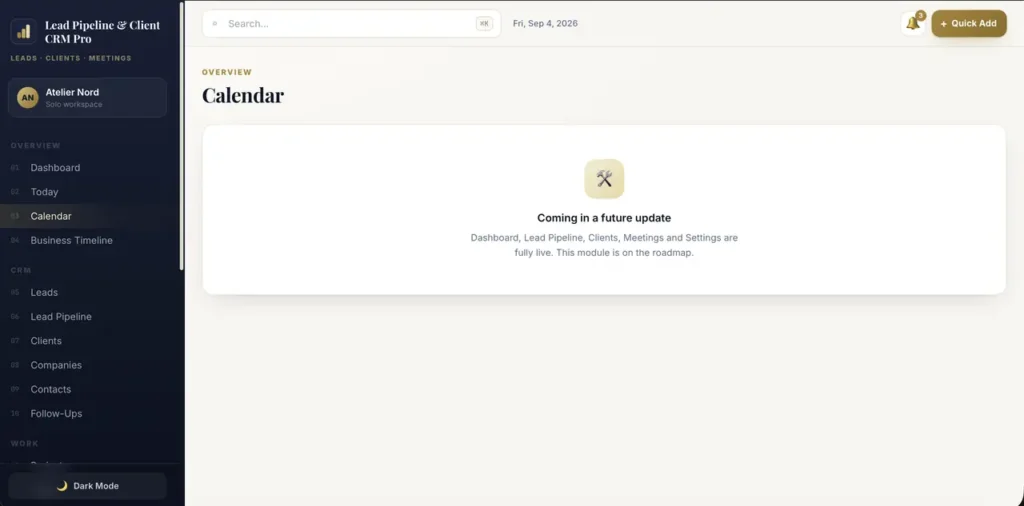 Lead Pipeline & Client CRM Pro — a screen from the app