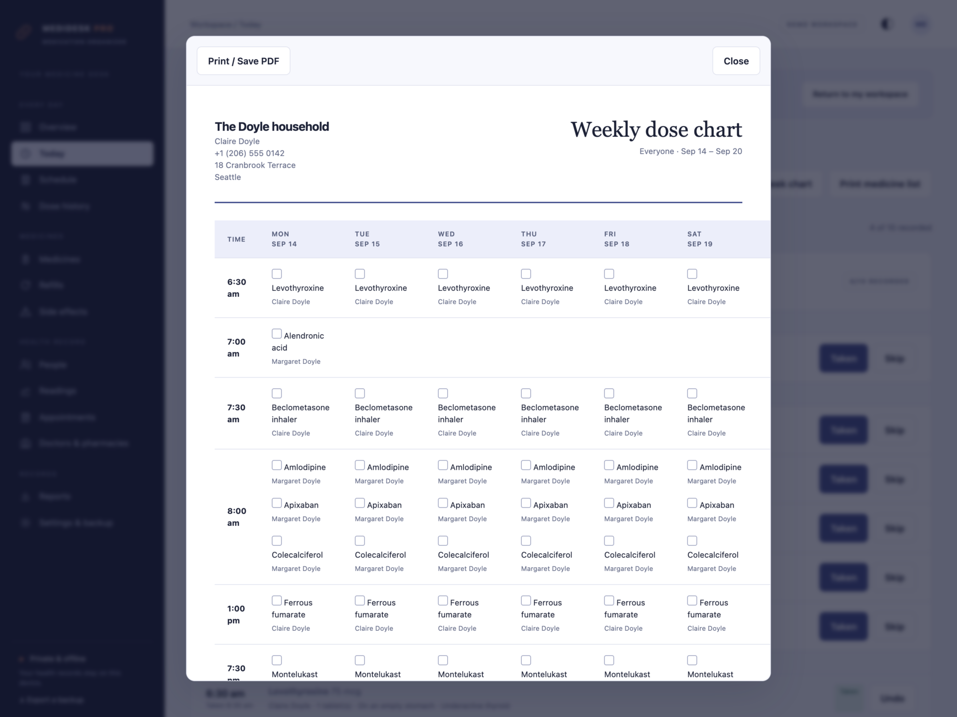 MediDesk Pro - a screen from the app