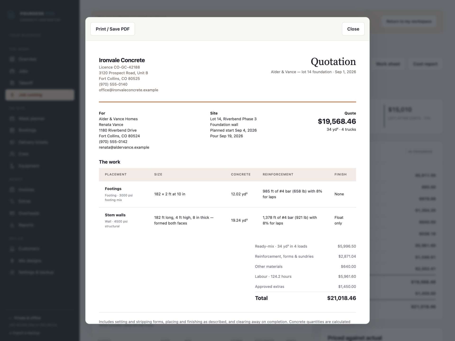 PourDesk Pro - a screen from the app