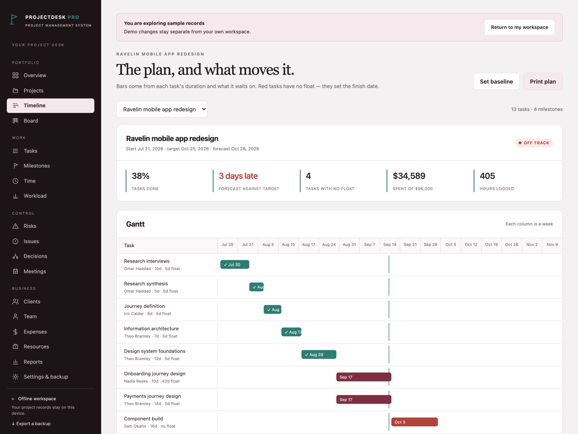 ProjectDesk Pro - a screen from the app