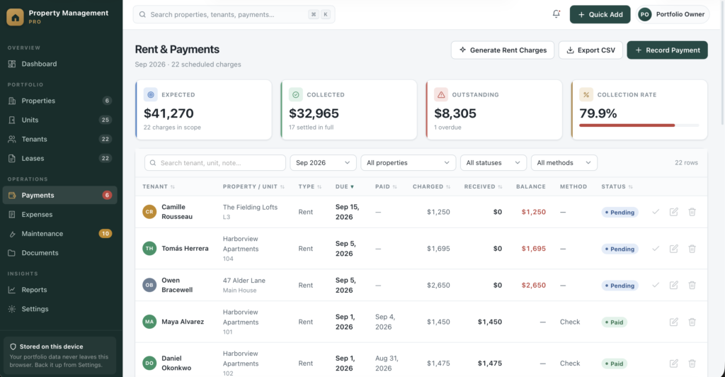 Property Management Pro — a screen from the app