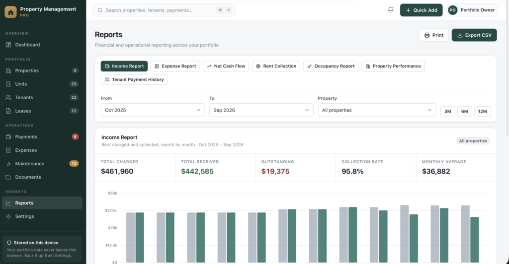 Property Management Pro — a screen from the app