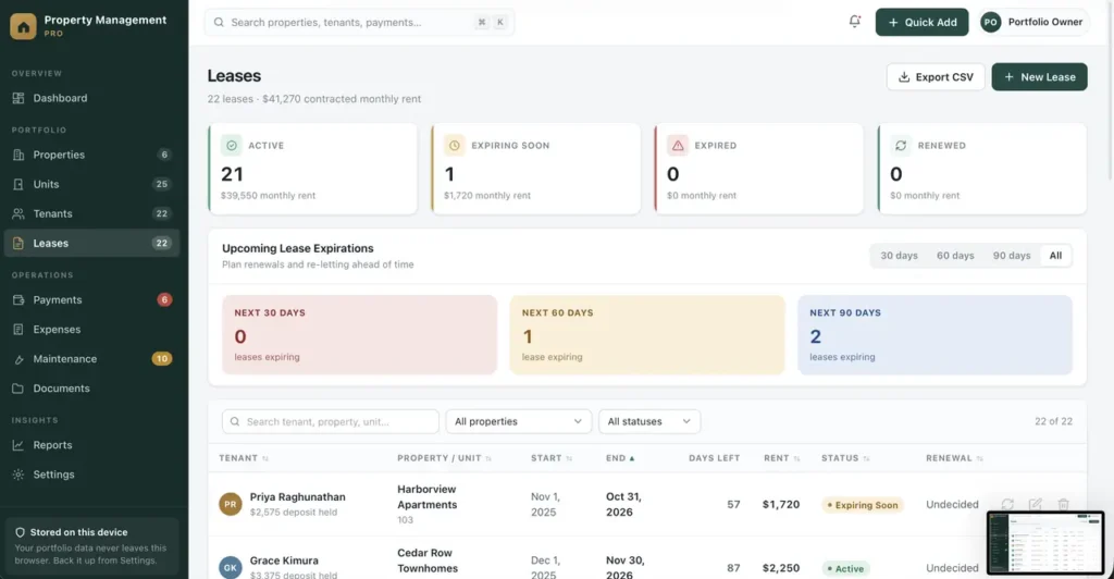 Property Management Pro — a screen from the app