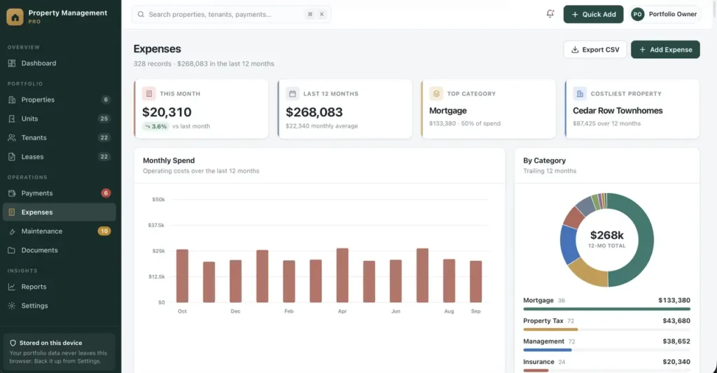 Property Management Pro — a screen from the app