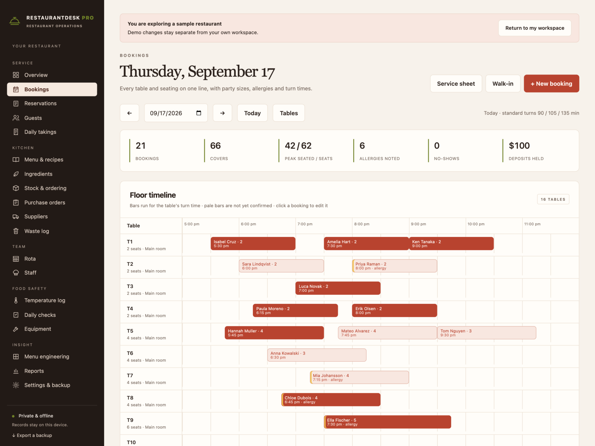 RestaurantDesk Pro - a screen from the app