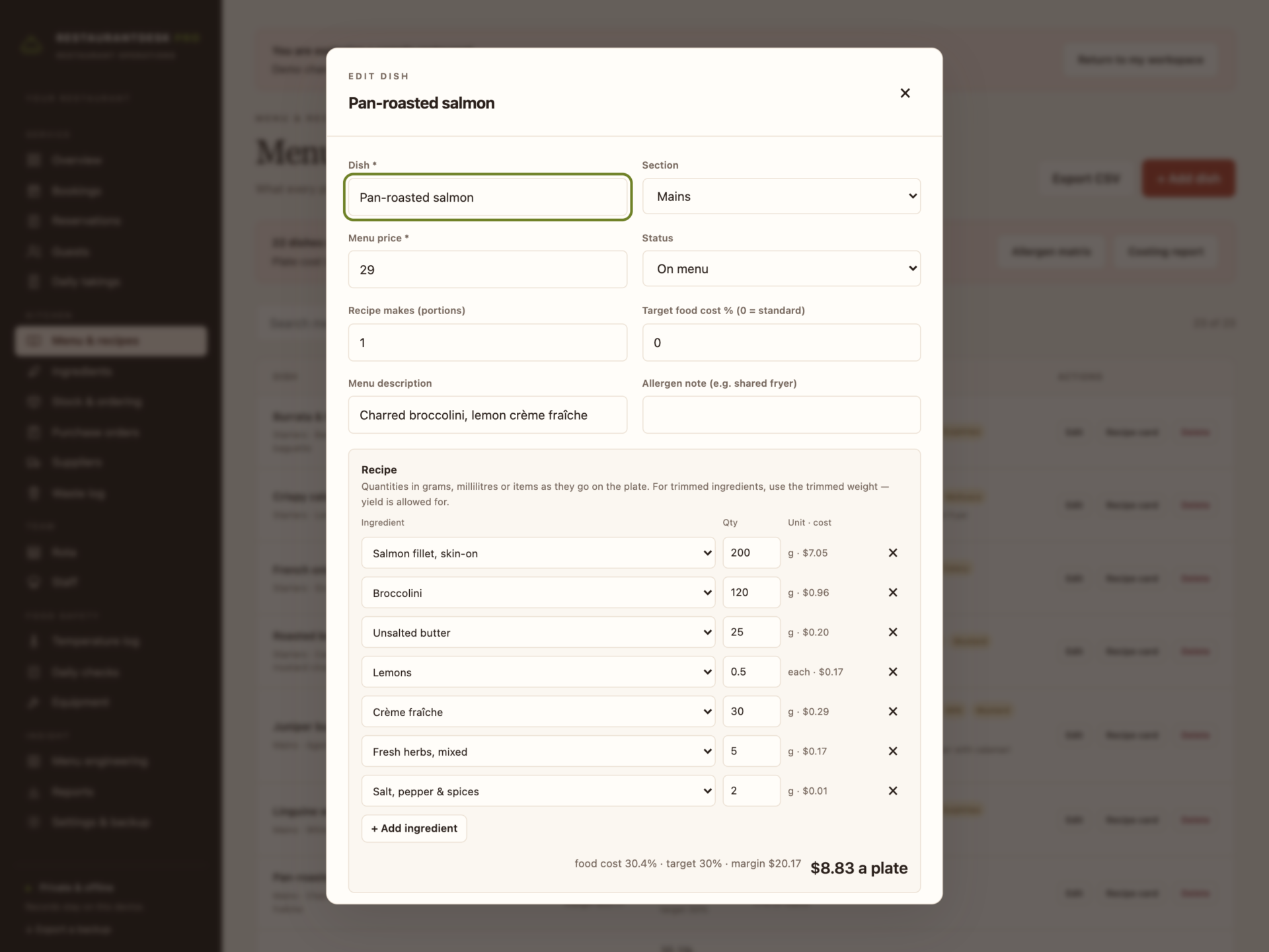 RestaurantDesk Pro - a screen from the app