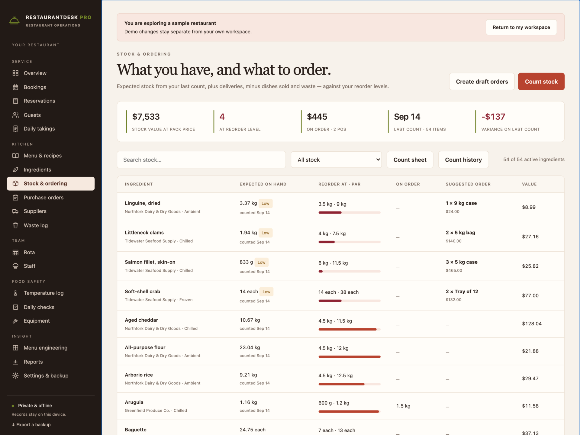 RestaurantDesk Pro - a screen from the app