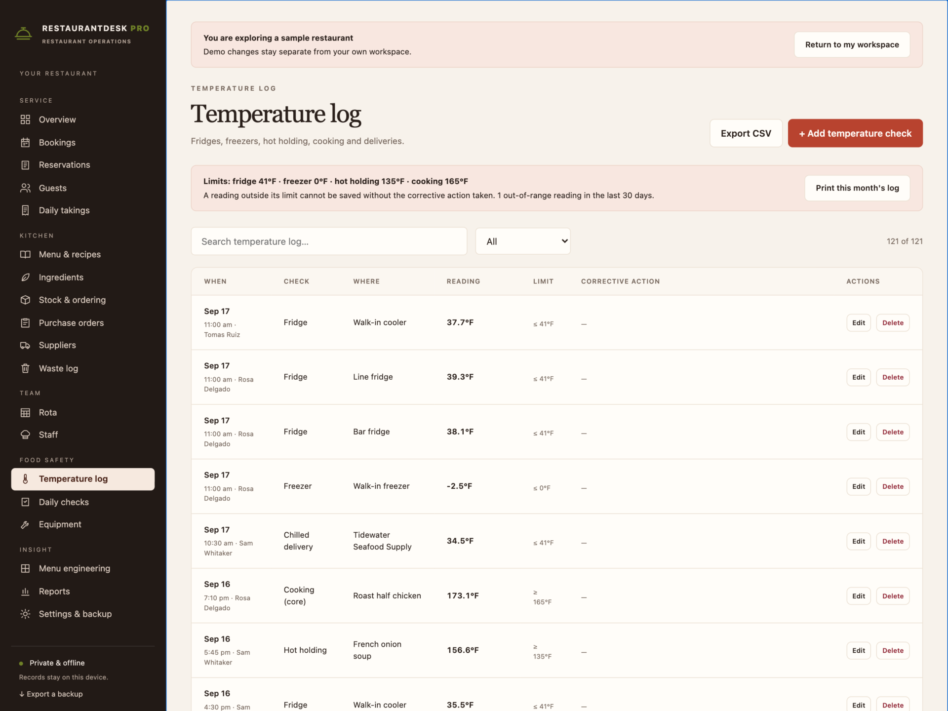 RestaurantDesk Pro - a screen from the app