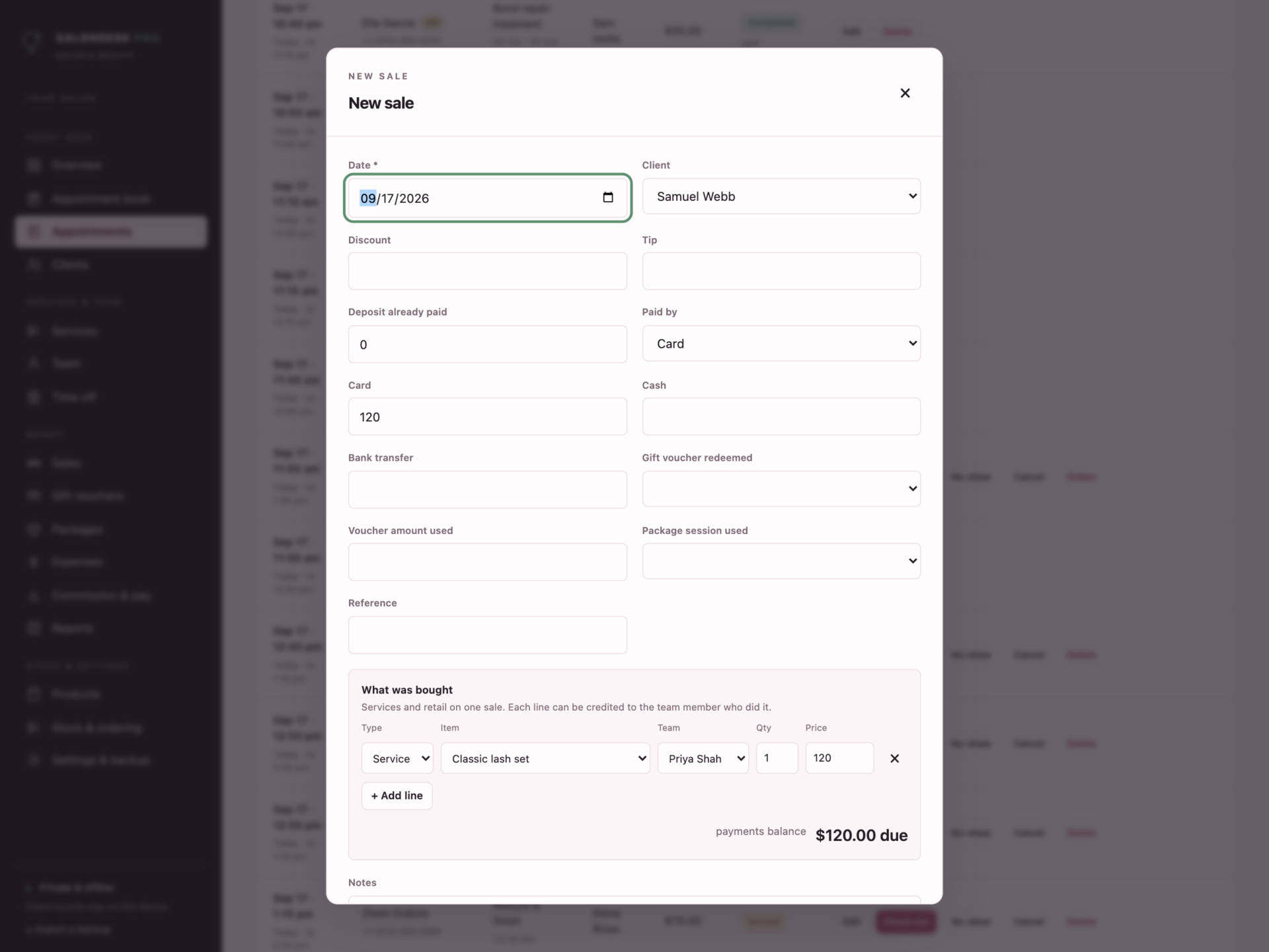 SalonDesk Pro - a screen from the app
