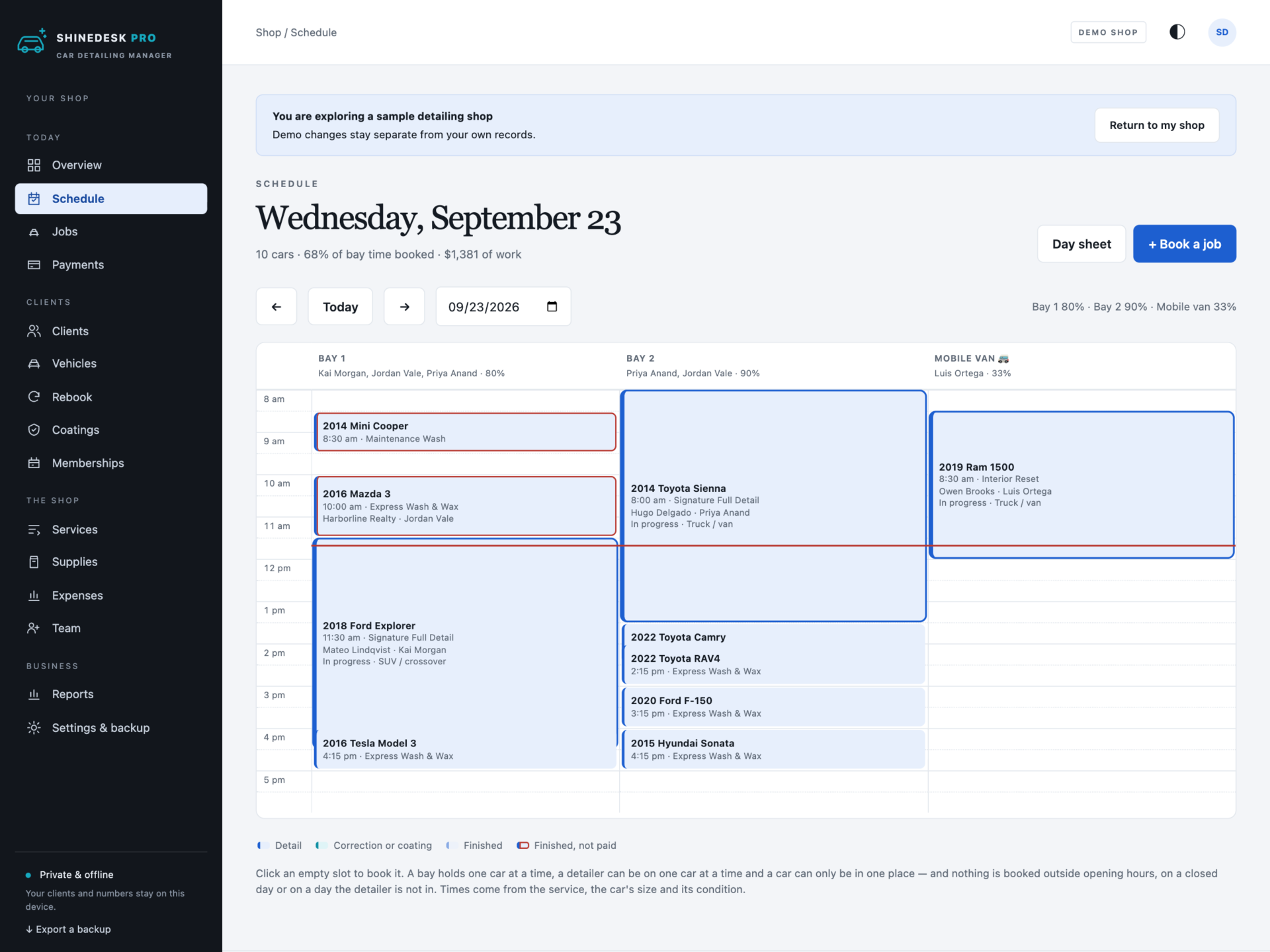 ShineDesk Pro - a screen from the app