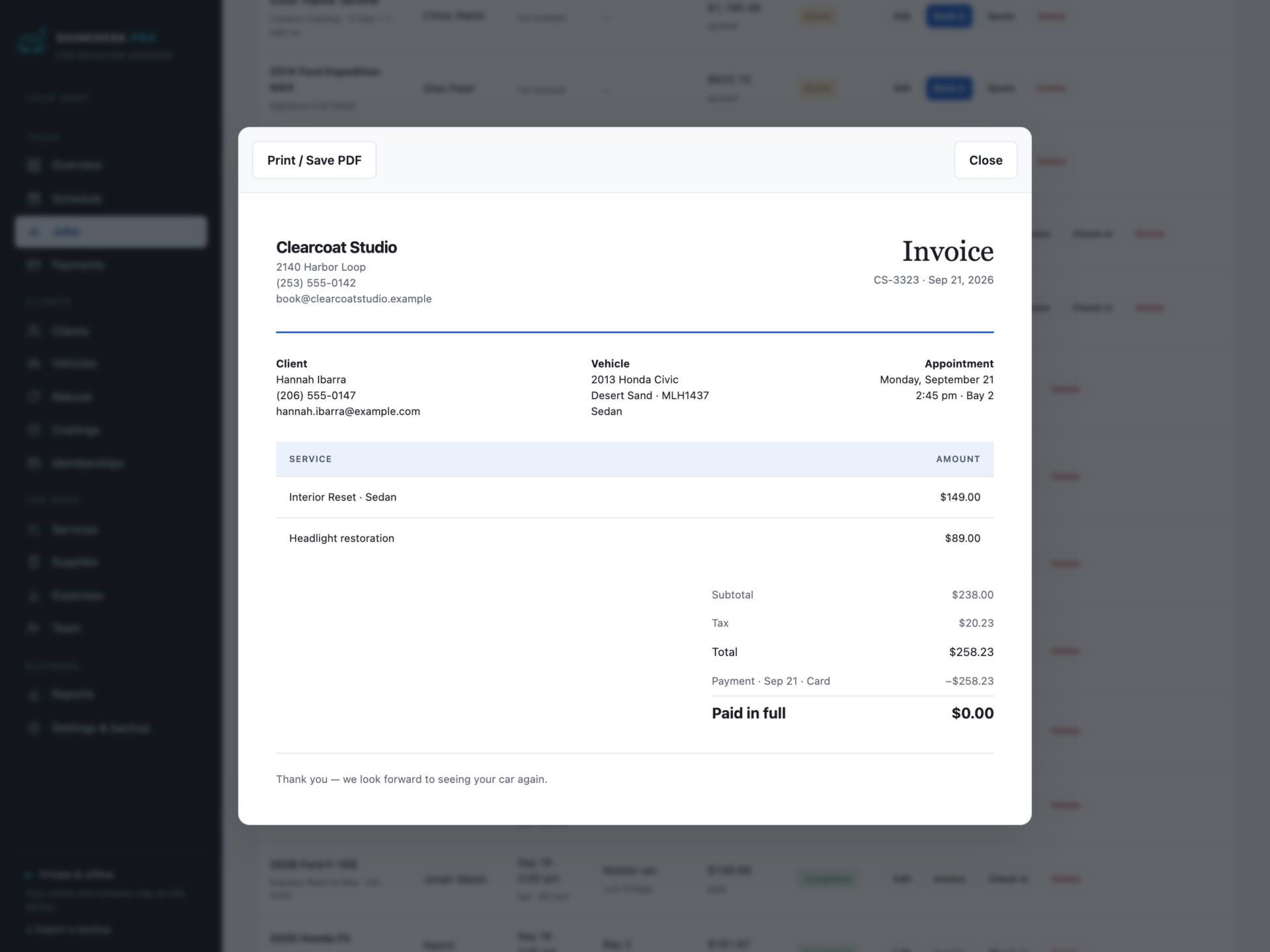 ShineDesk Pro - a screen from the app