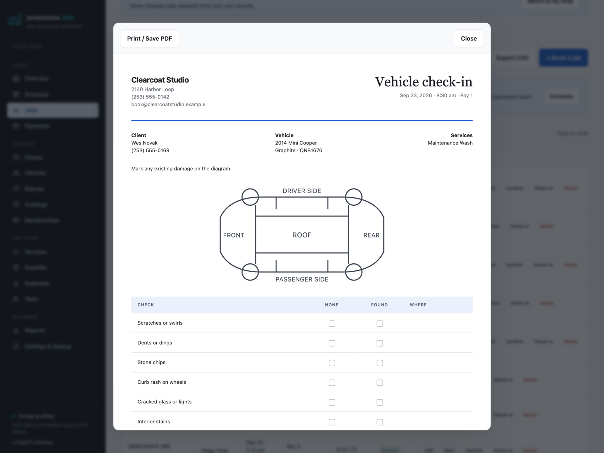 ShineDesk Pro - a screen from the app