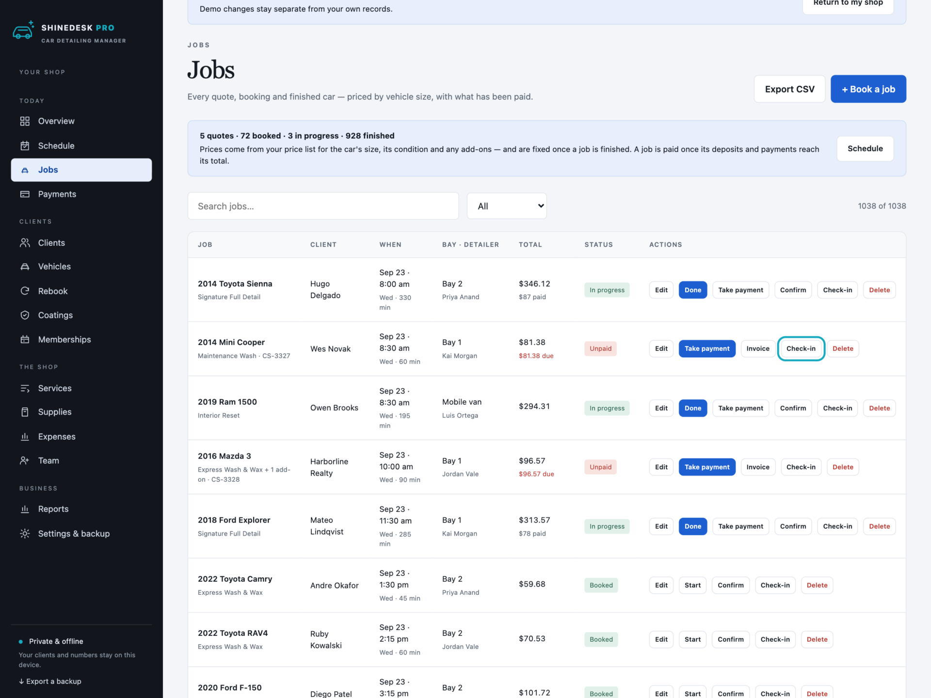 ShineDesk Pro - a screen from the app