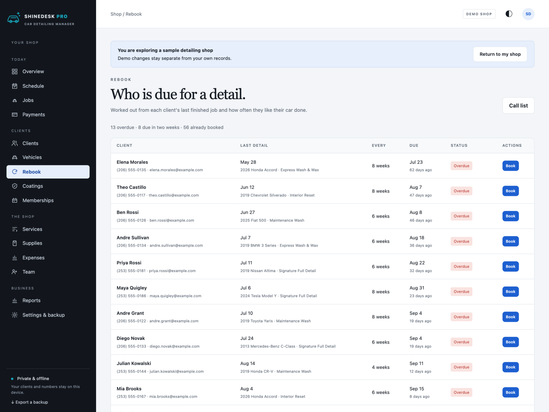 ShineDesk Pro - a screen from the app