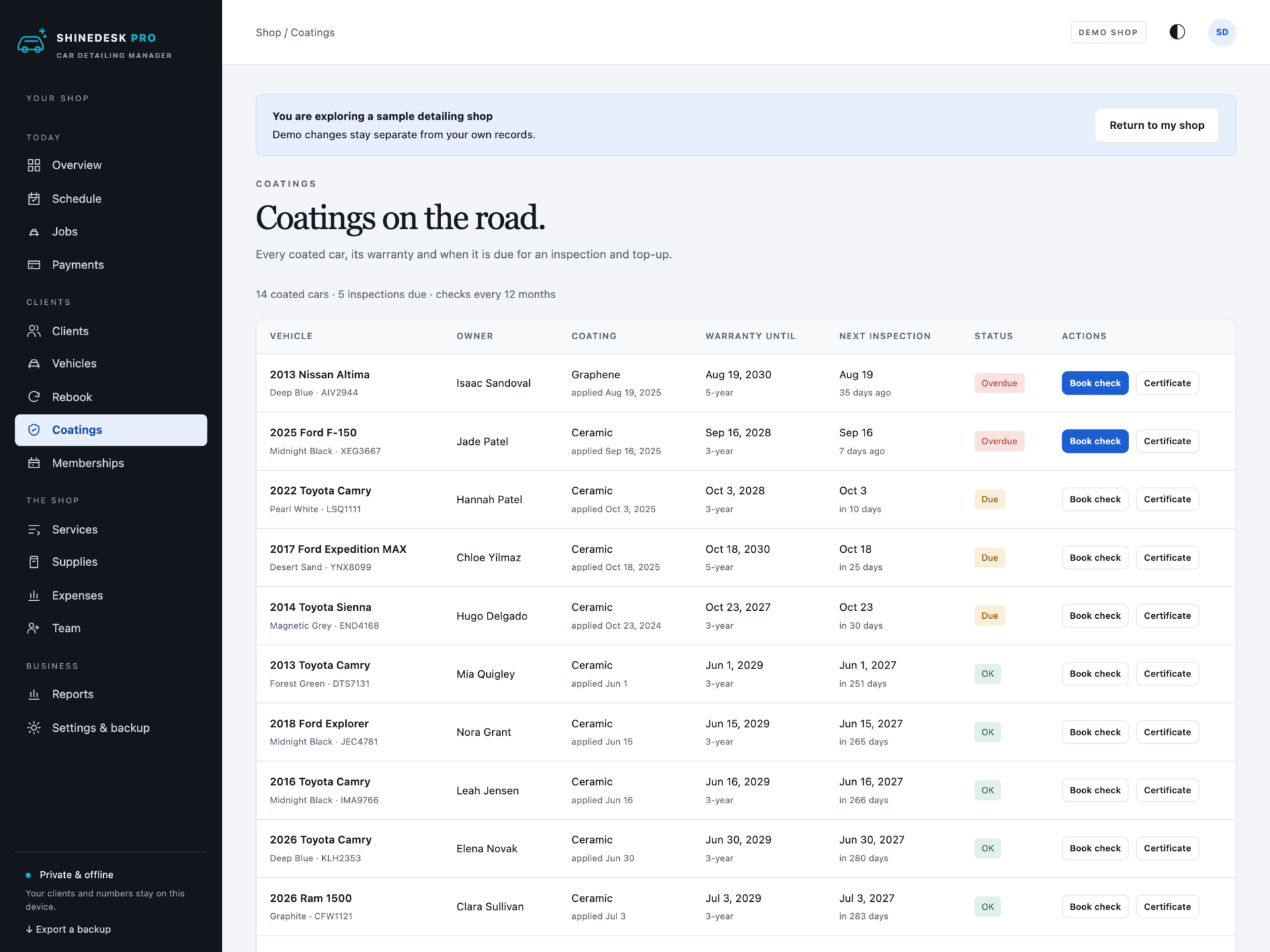 ShineDesk Pro - a screen from the app