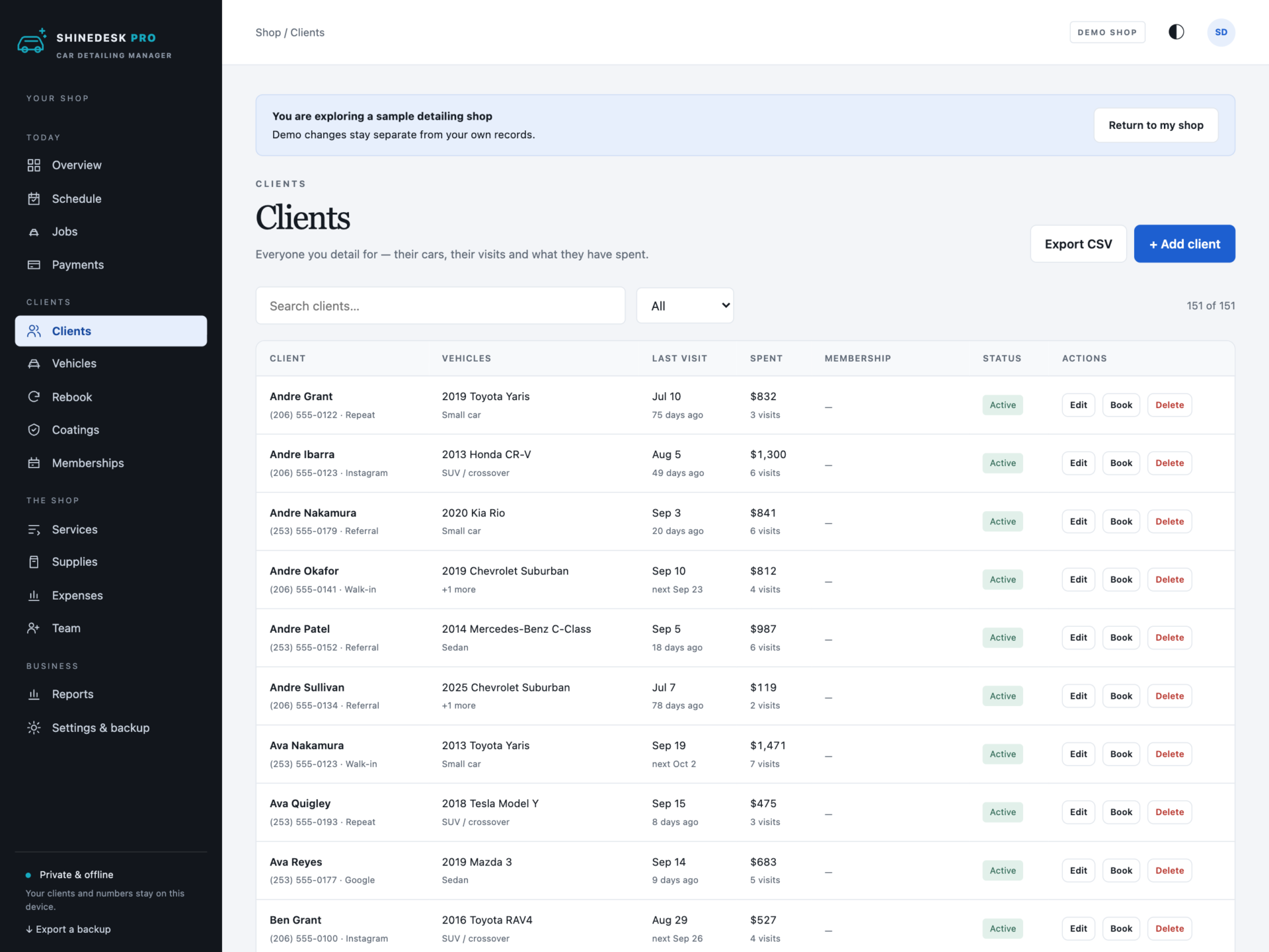 ShineDesk Pro - a screen from the app