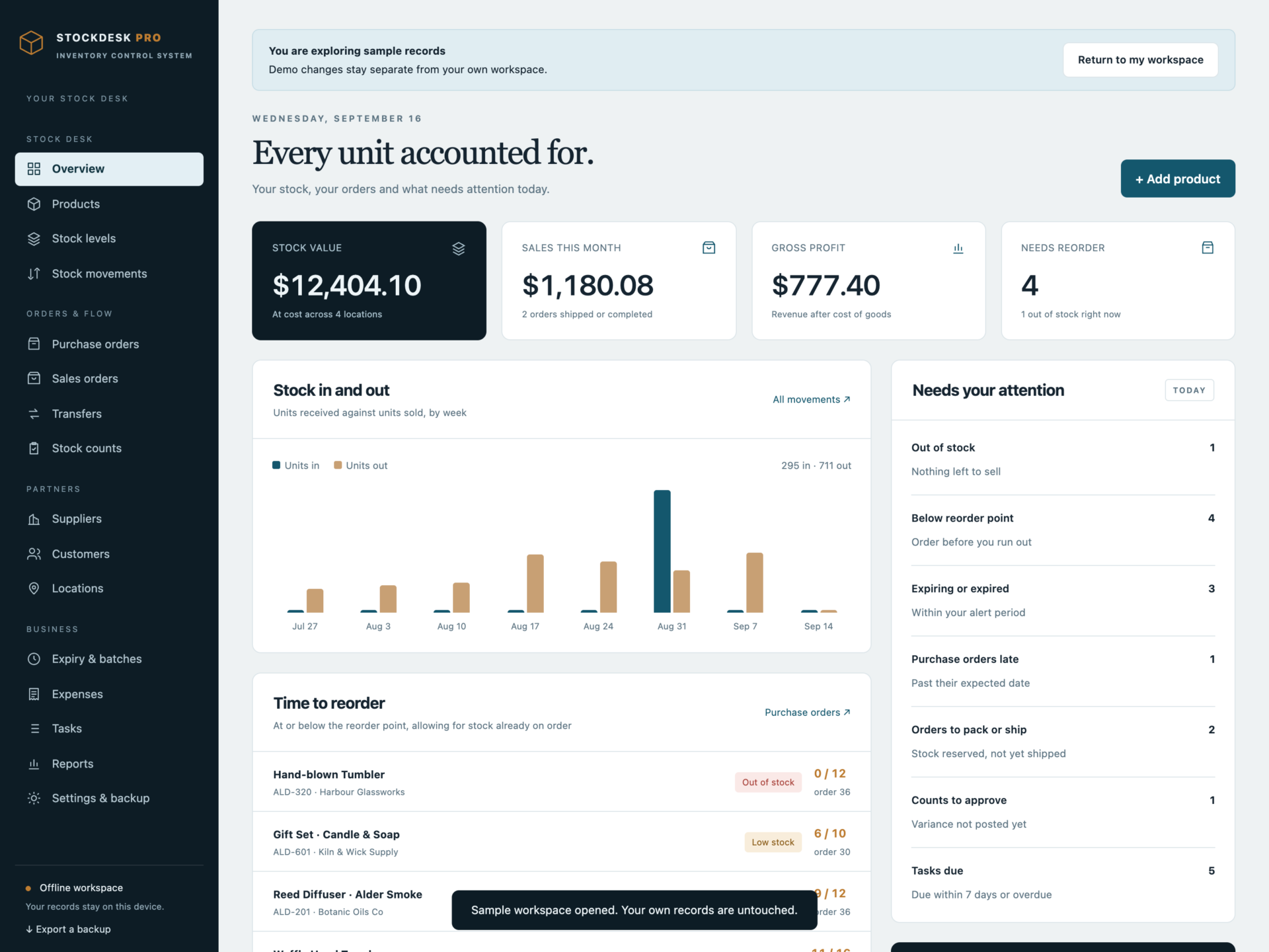 StockDesk Pro - a screen from the app