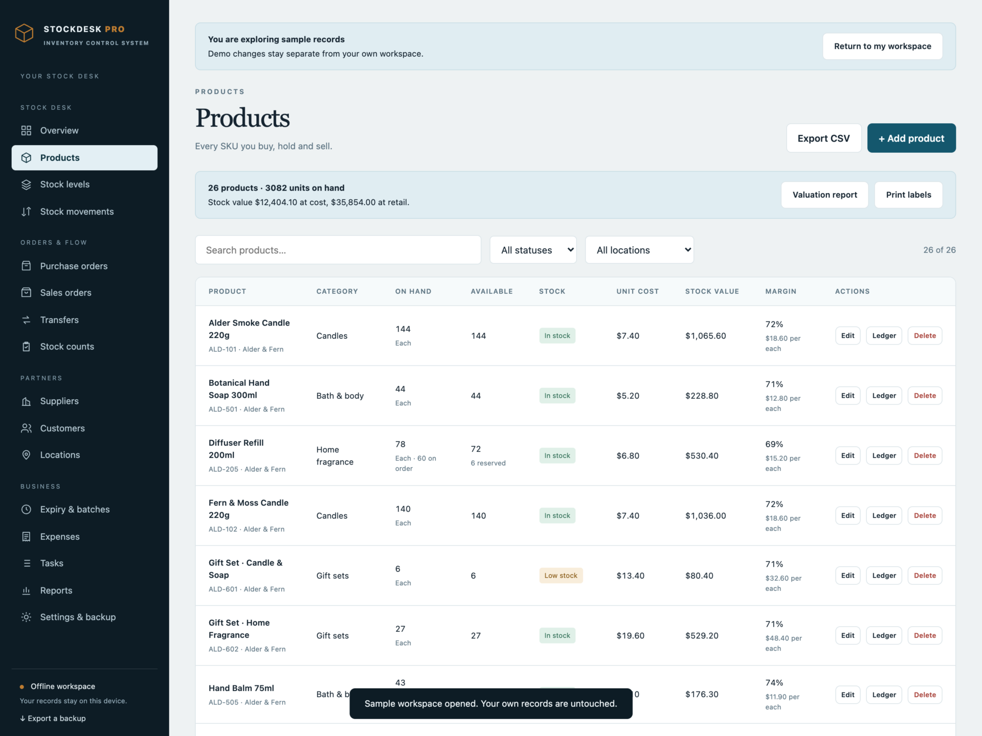 StockDesk Pro - a screen from the app