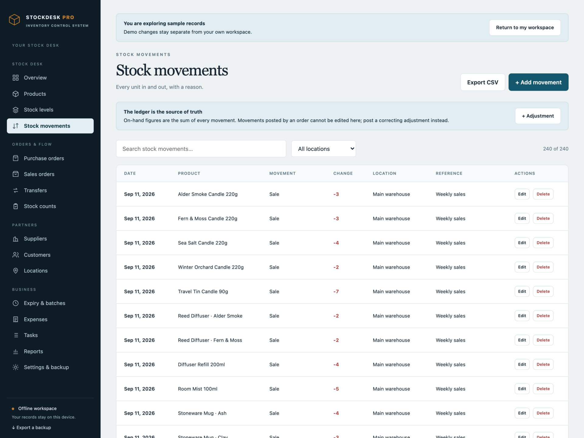 StockDesk Pro - a screen from the app